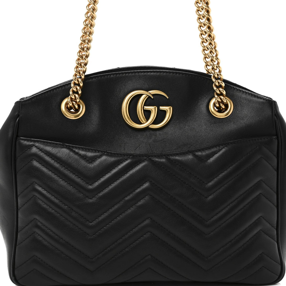 Calfskin Matelasse Medium GG Marmont Open Top Shoulder Bag Black