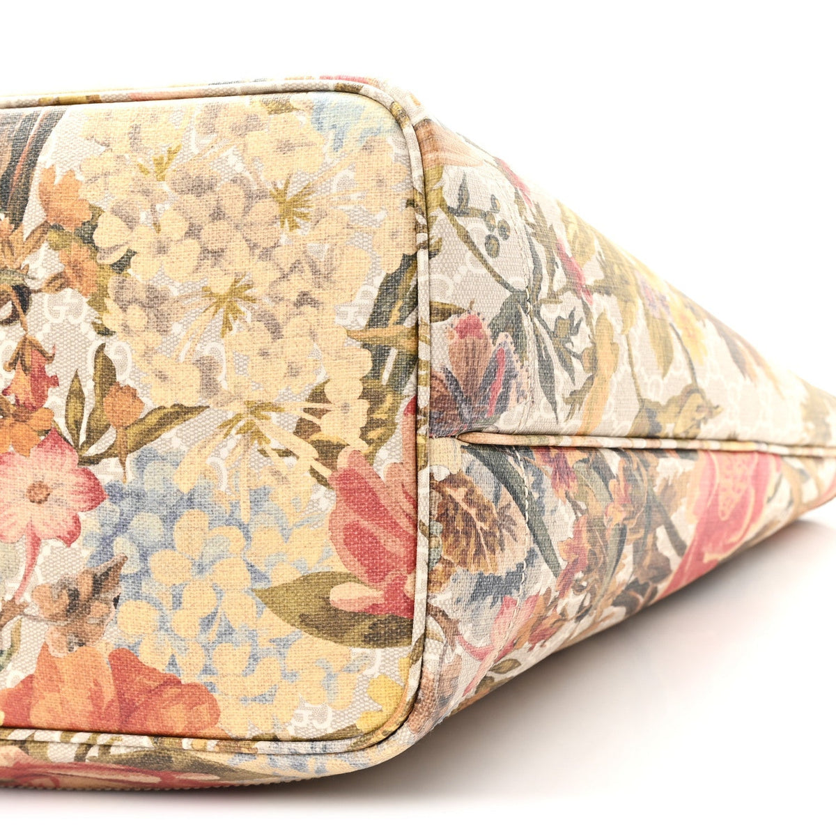 GG Supreme Monogram Water Flora Web Large Ophidia Tote Beige White Multicolor
