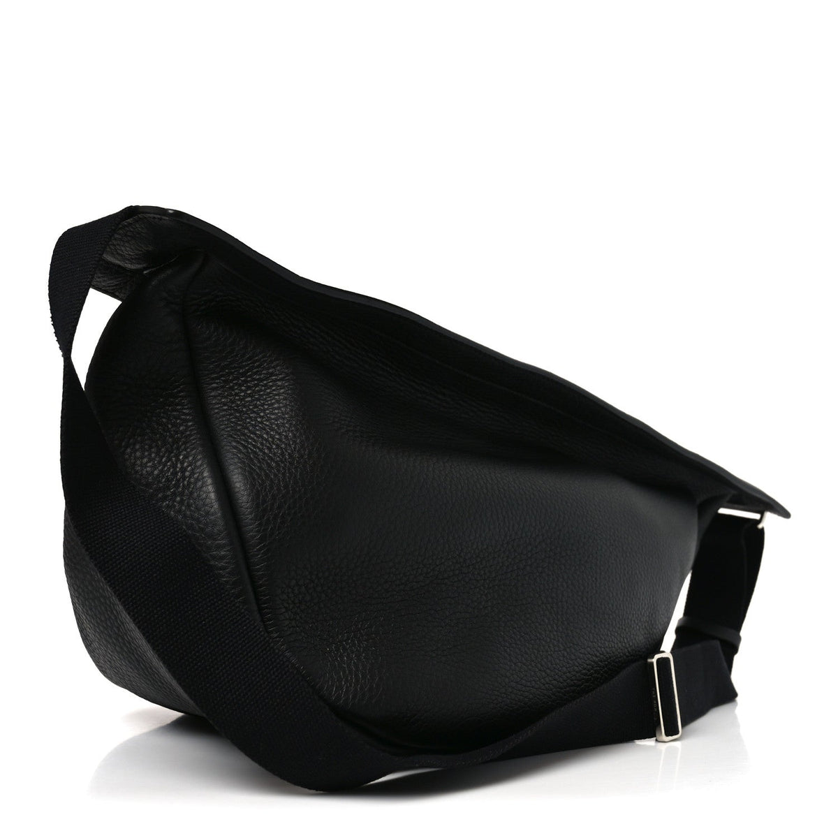 Grained Calfskin Large Slouchy Banana Bag Black