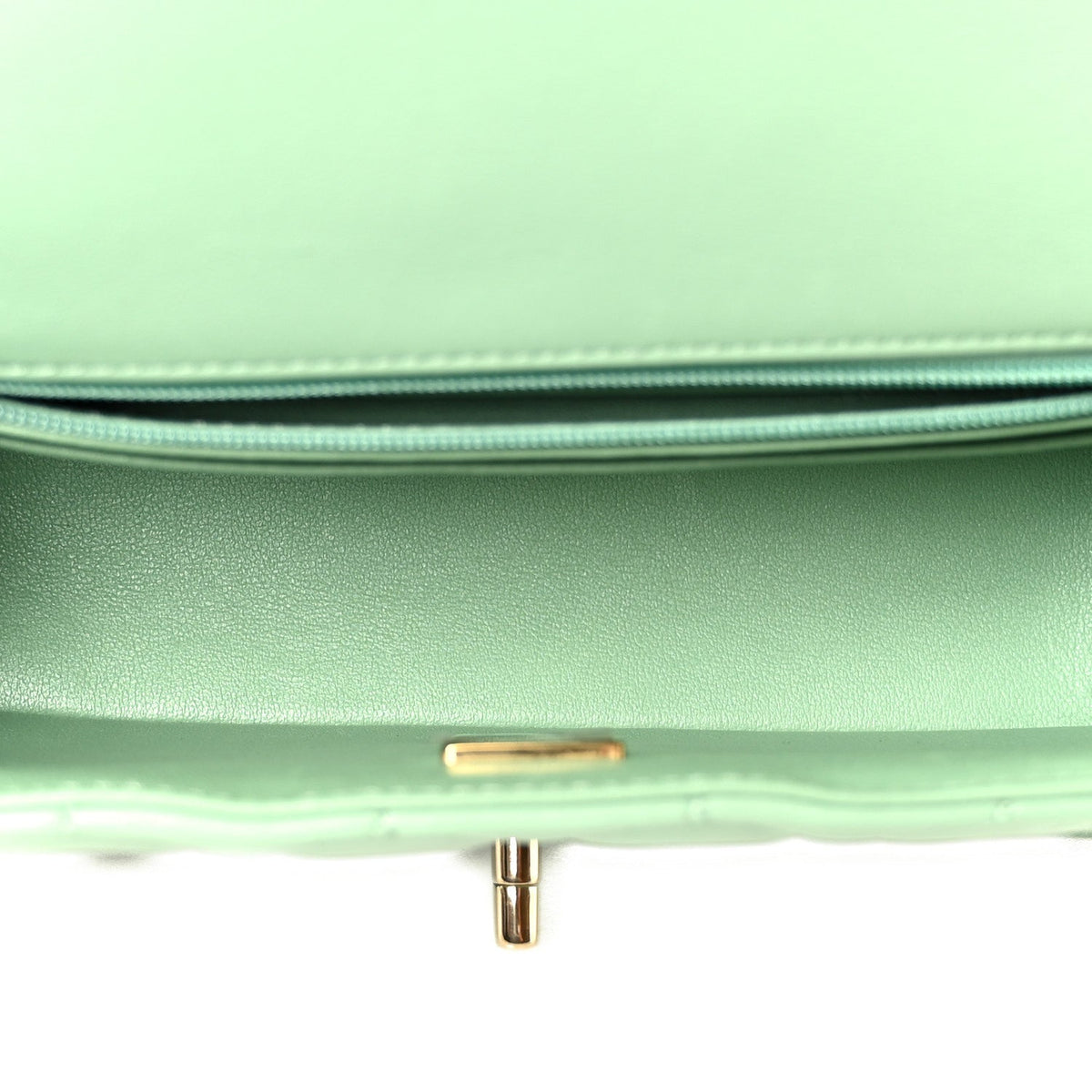 Lambskin Quilted Mini Rectangular Flap Green