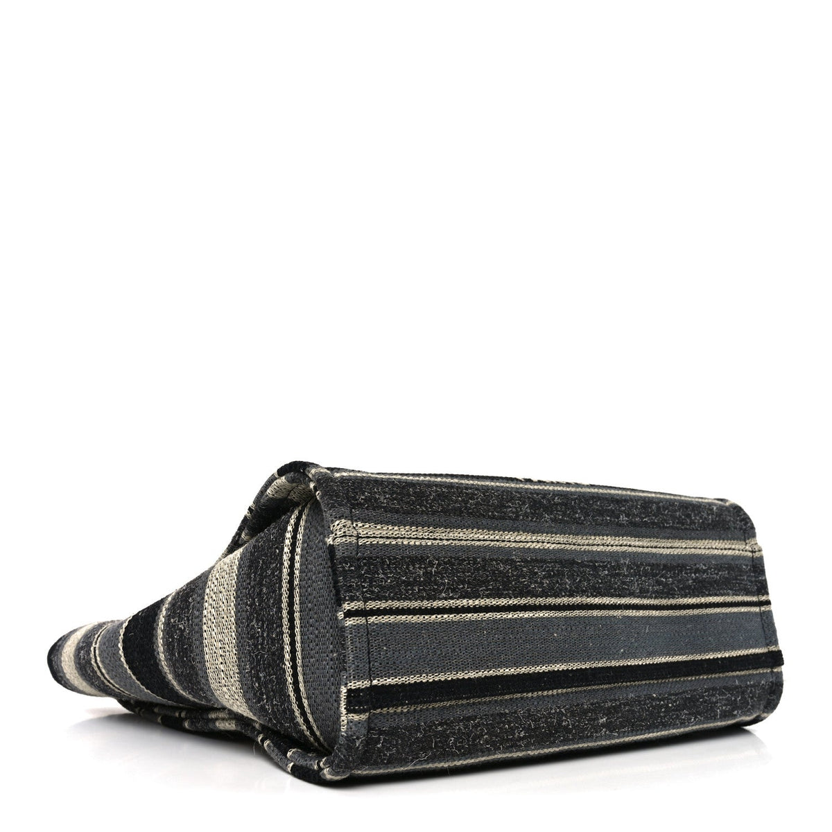 Striped Canvas Small Deauville Tote Dark Grey