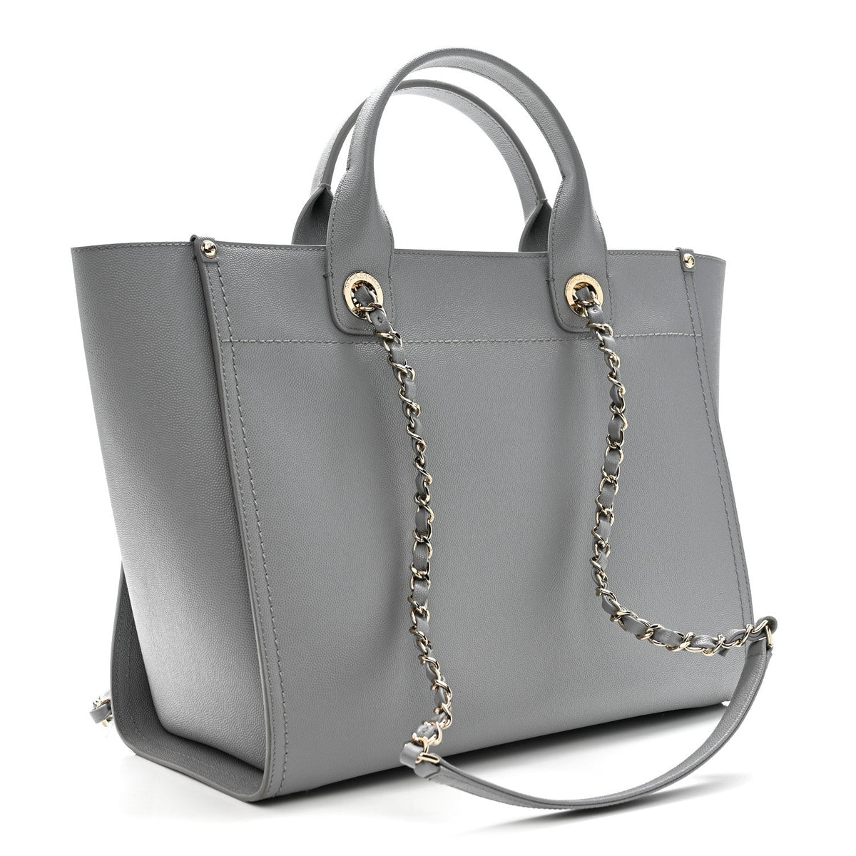 Caviar Studded Medium Deauville Tote Grey