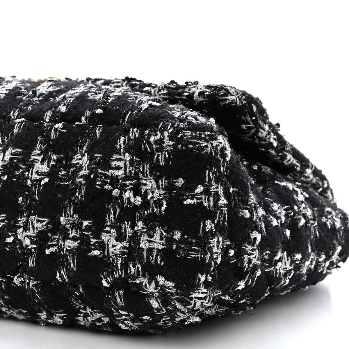 Tweed Quilted Maxi Chanel 19 Flap Black Silver Ecru