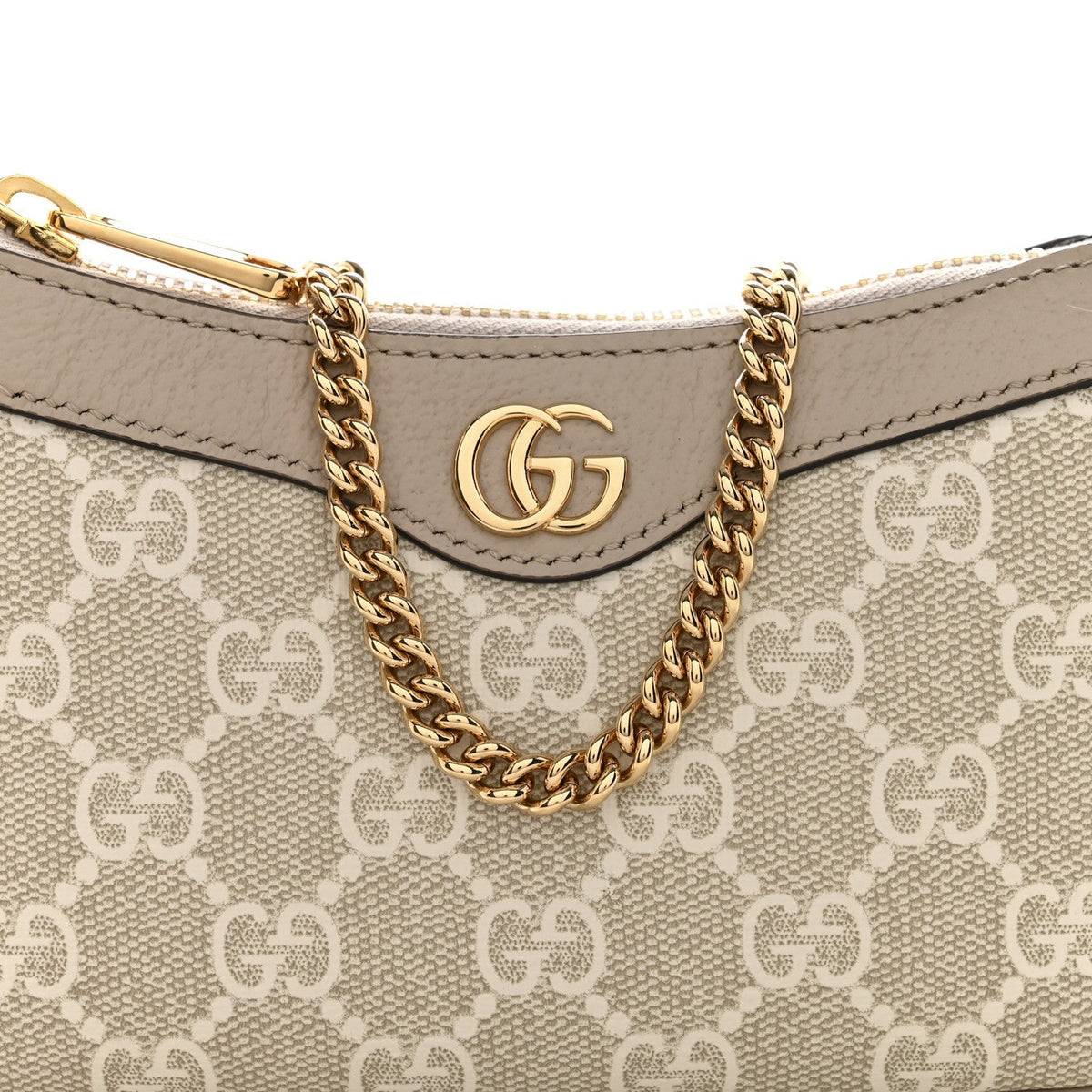 GG Supreme Monogram Textured Dollar Calfskin Web Mini Ophidia GG Handbag Beige Mystic White Oatmeal