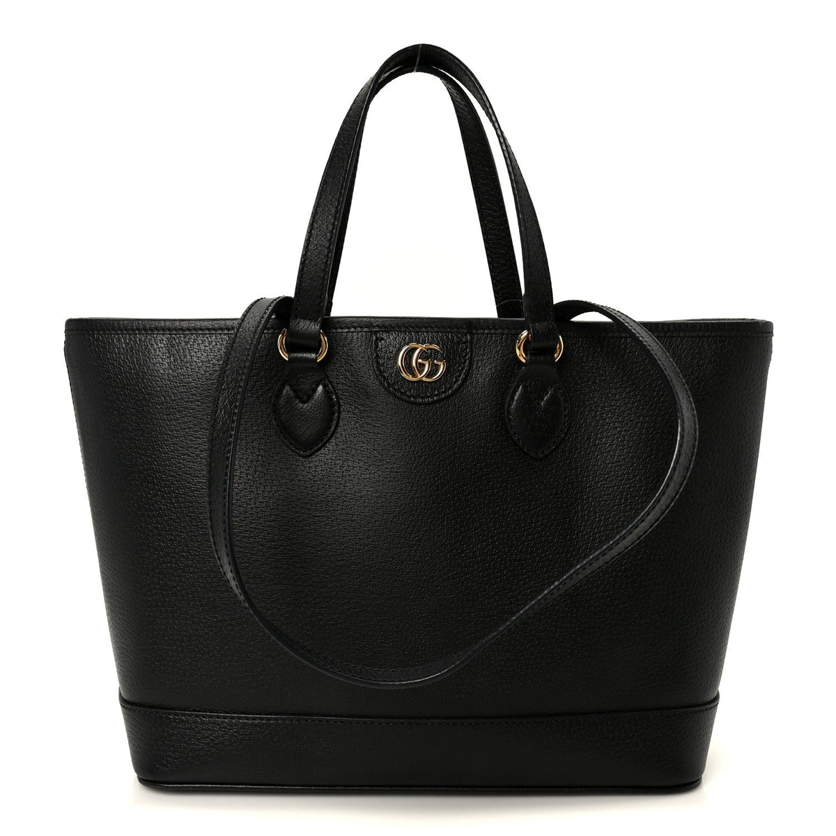 Textured Dollar Calfskin Small Ophidia Shoulder Tote Bag Black