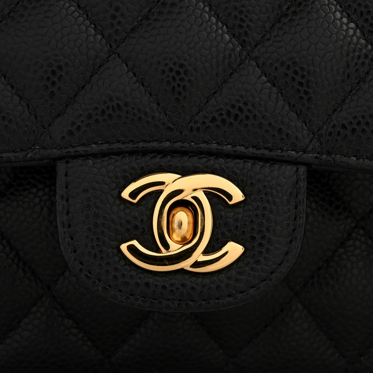 Caviar Quilted Medium Double Flap Black