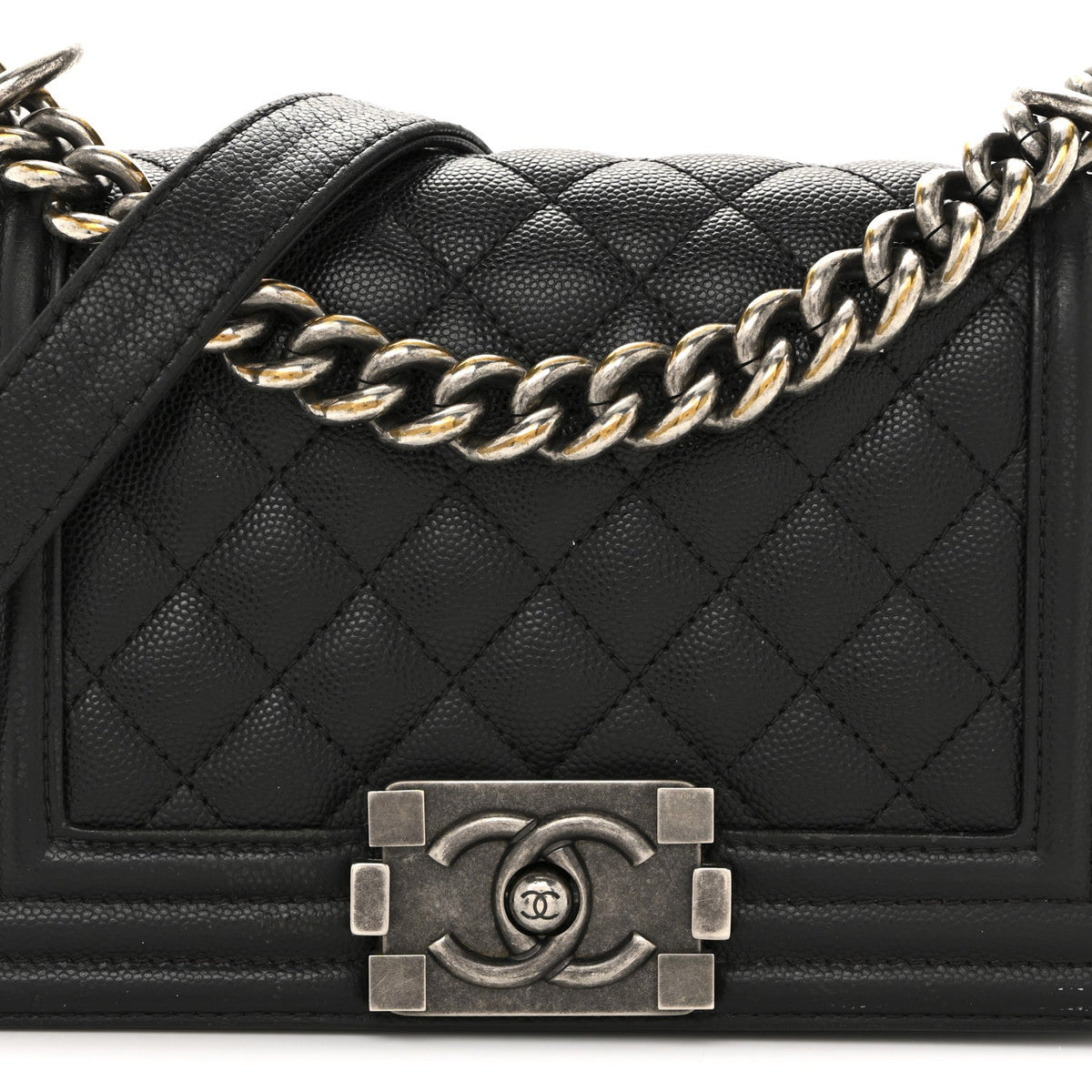 Caviar Quilted Small Boy Flap Black
