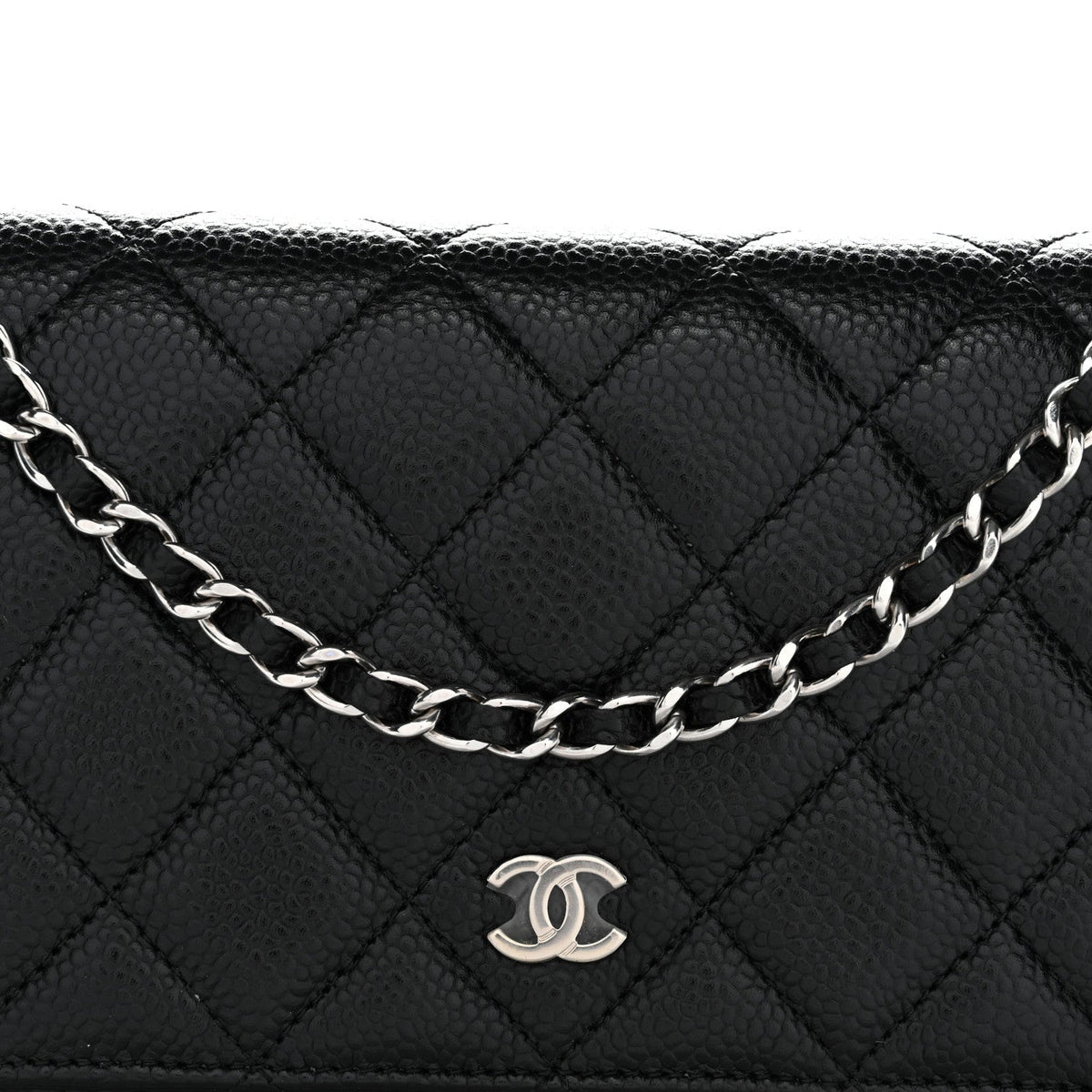 Caviar Quilted Wallet On Chain WOC Black