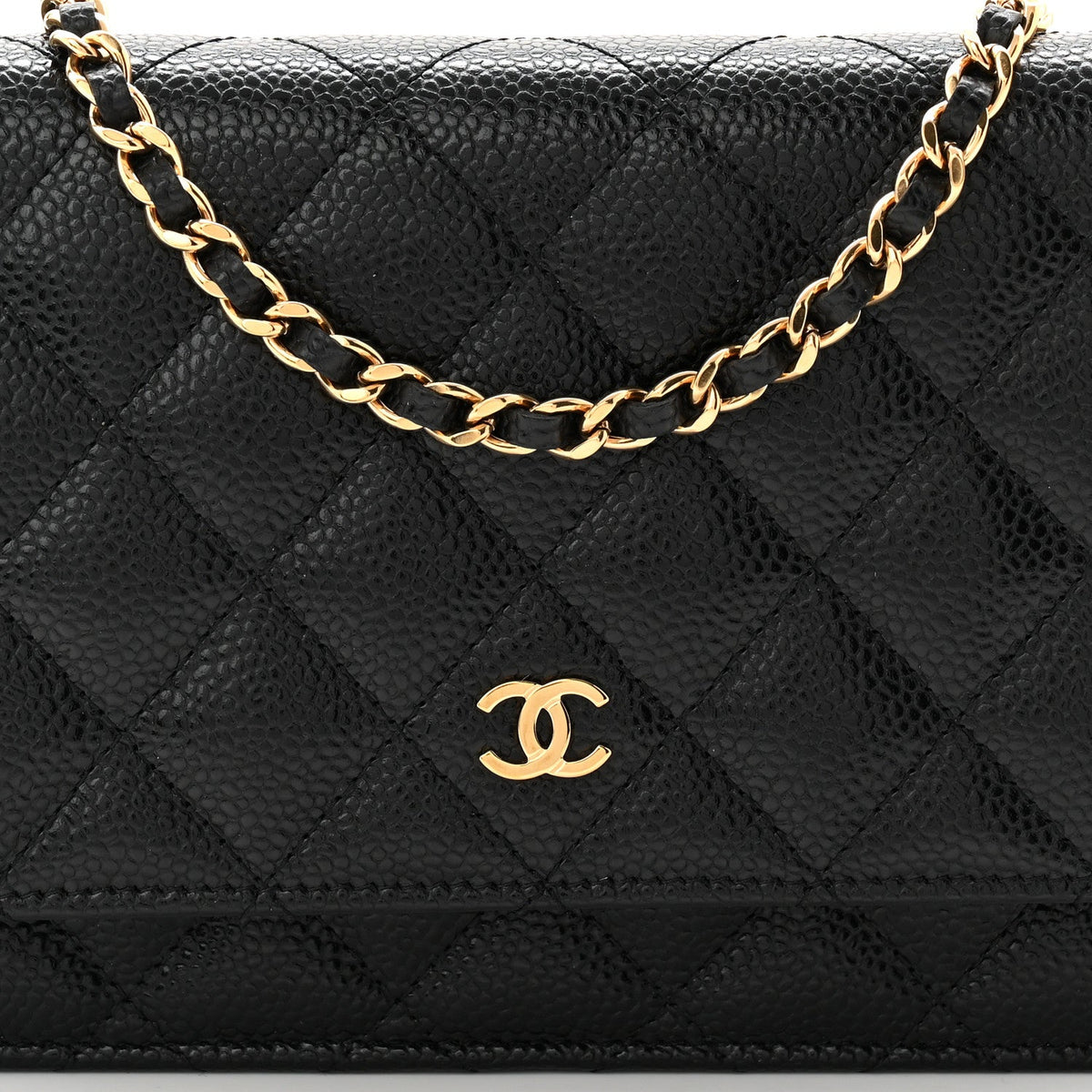 Caviar Quilted Wallet on Chain WOC Black