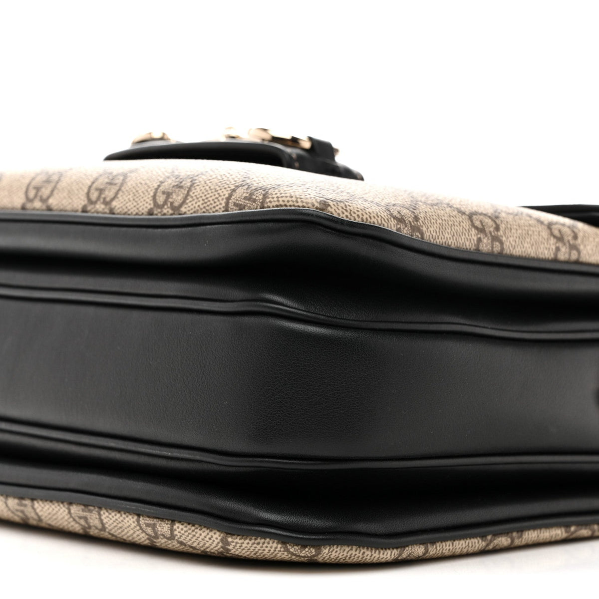GG Supreme Monogram Horsebit 1955 Soft Small Shoulder Bag Beige Black