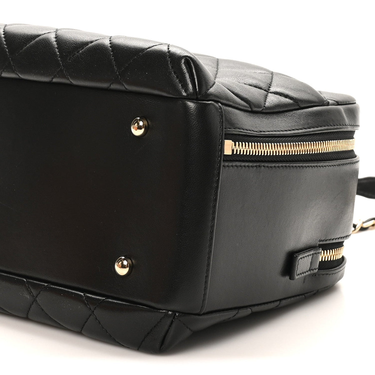 Lambskin Quilted Medium Trendy CC Bowling Bag Black