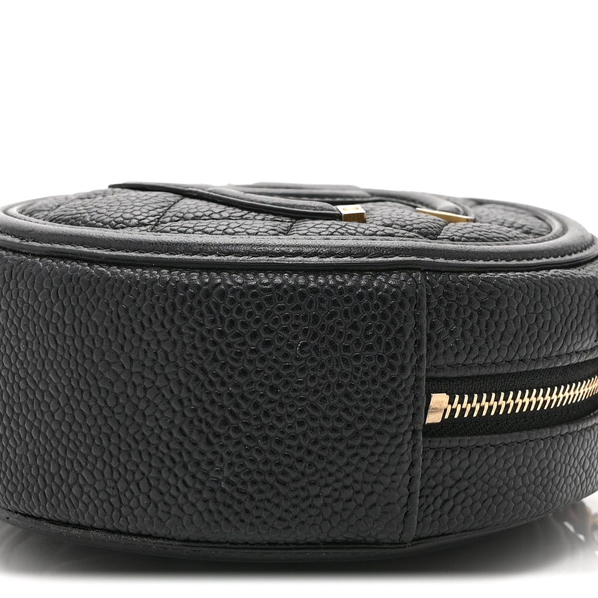 Caviar Quilted Round Filigree Crossbody Black