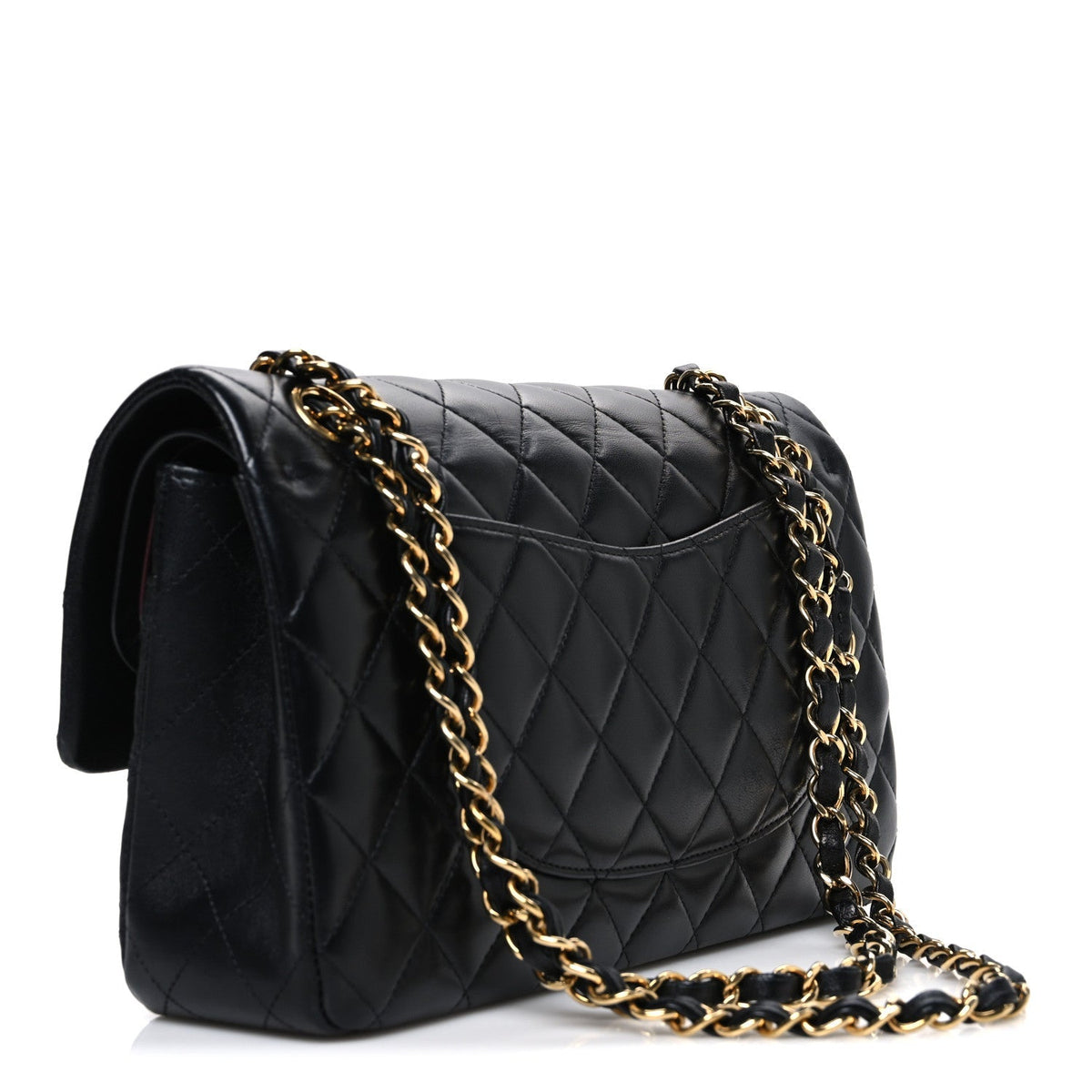 Lambskin Quilted Medium Double Flap Black