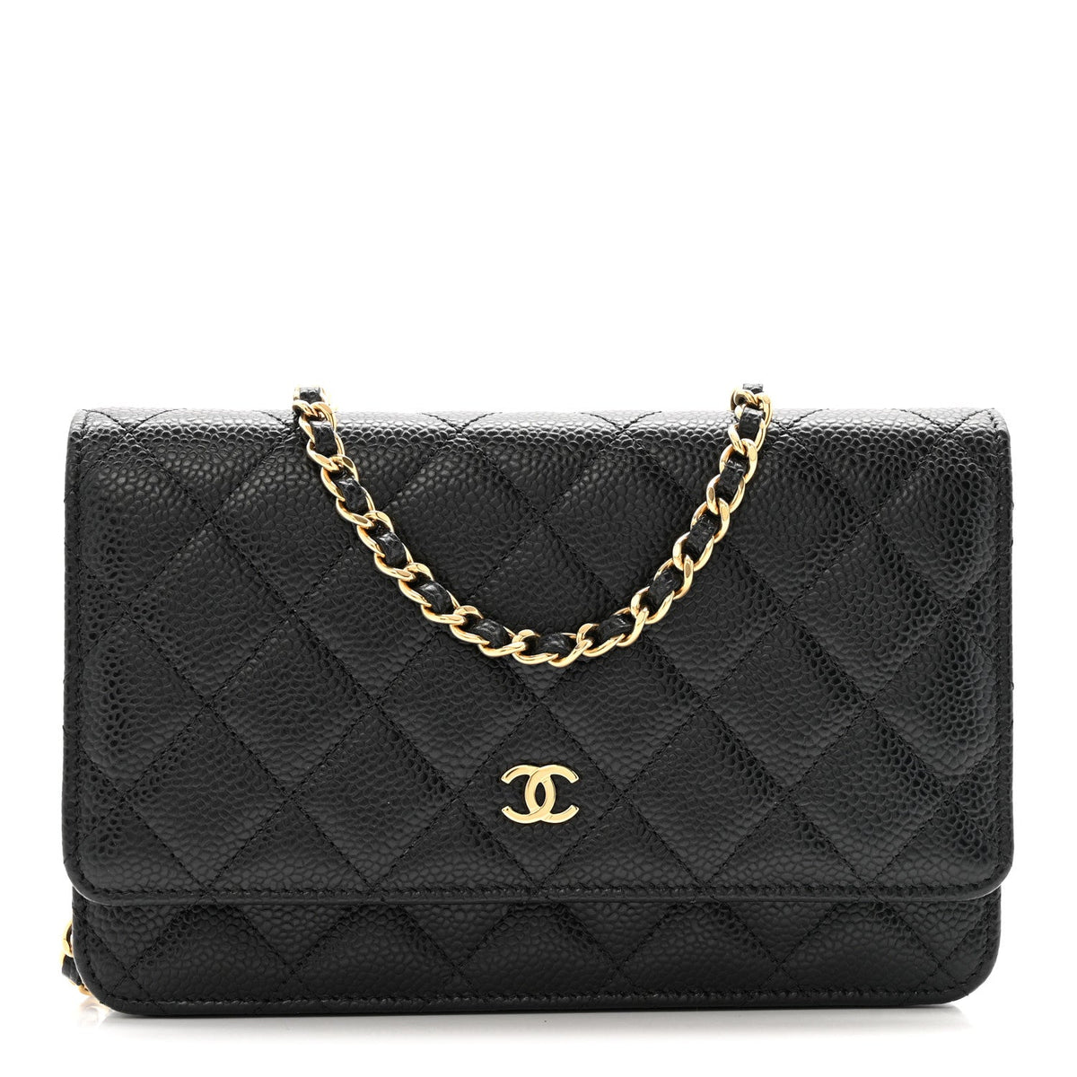 Caviar Quilted Wallet on Chain WOC Black