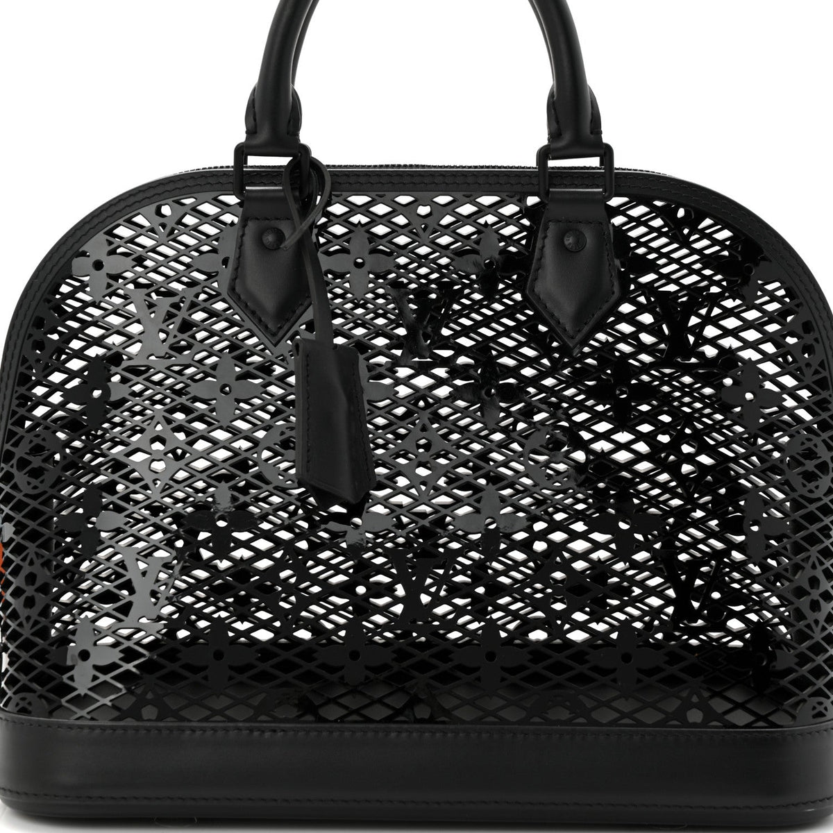 Patent Calfskin Laced Monogram Alma PM Black