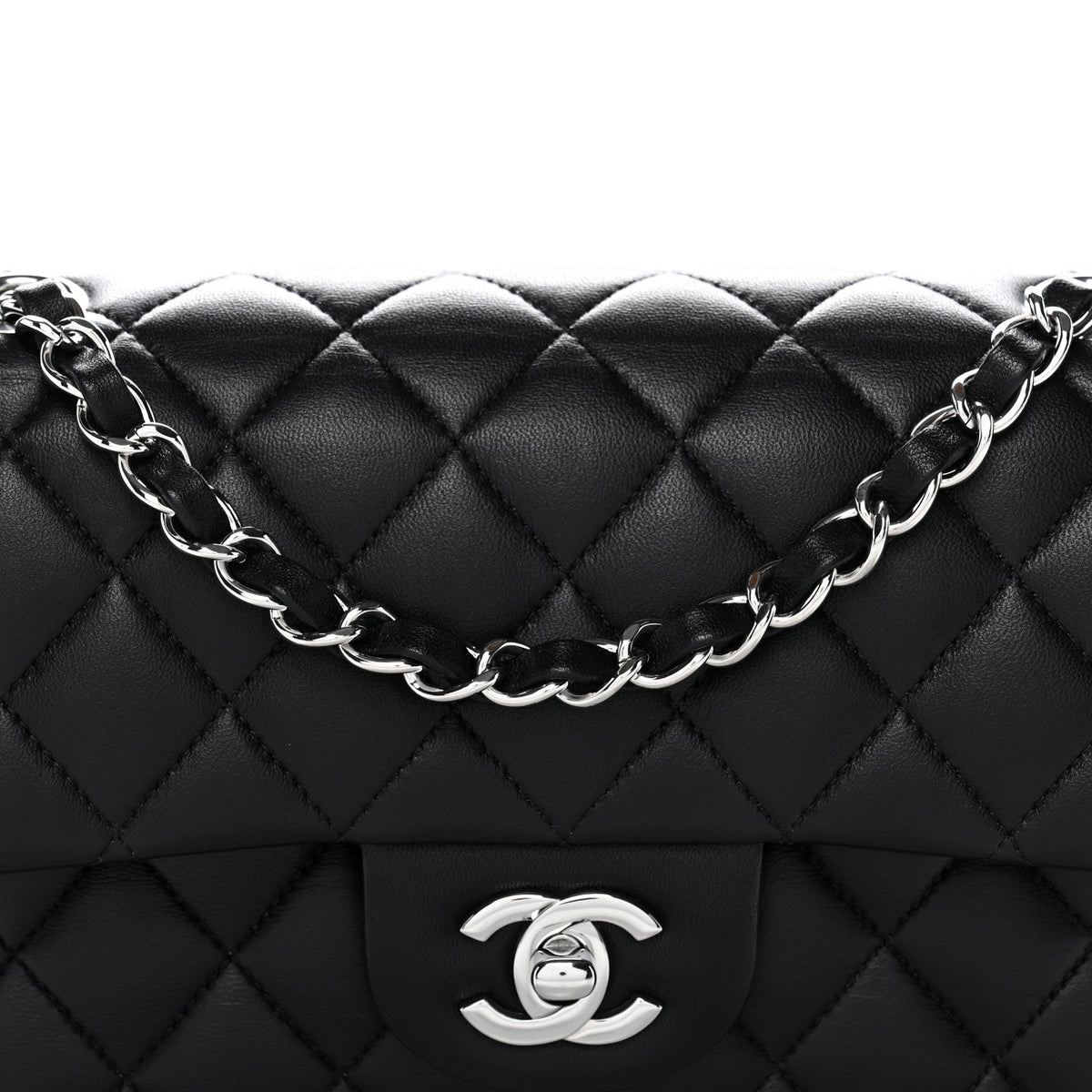 Lambskin Quilted Small Double Flap Black