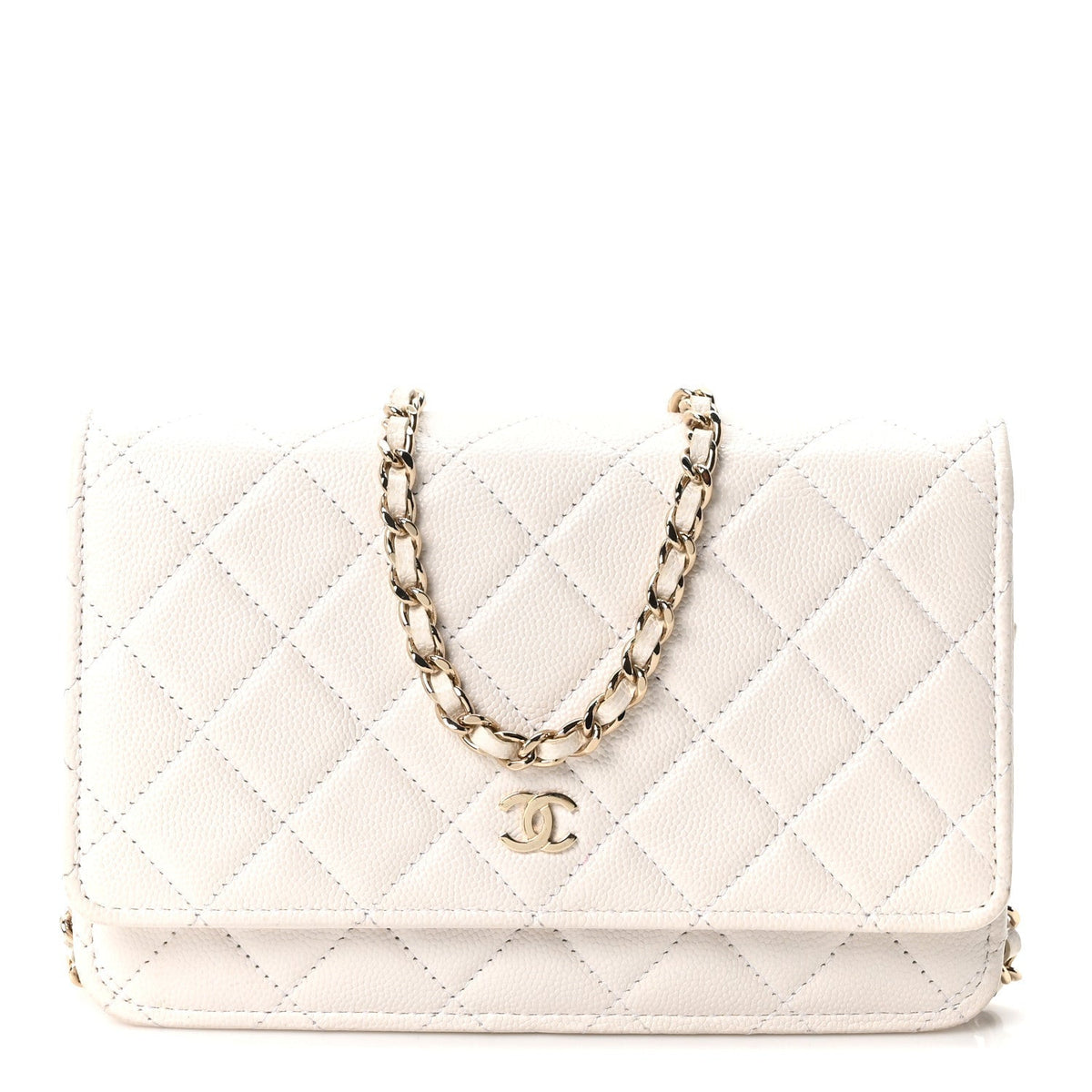 Caviar Quilted Wallet On Chain WOC White