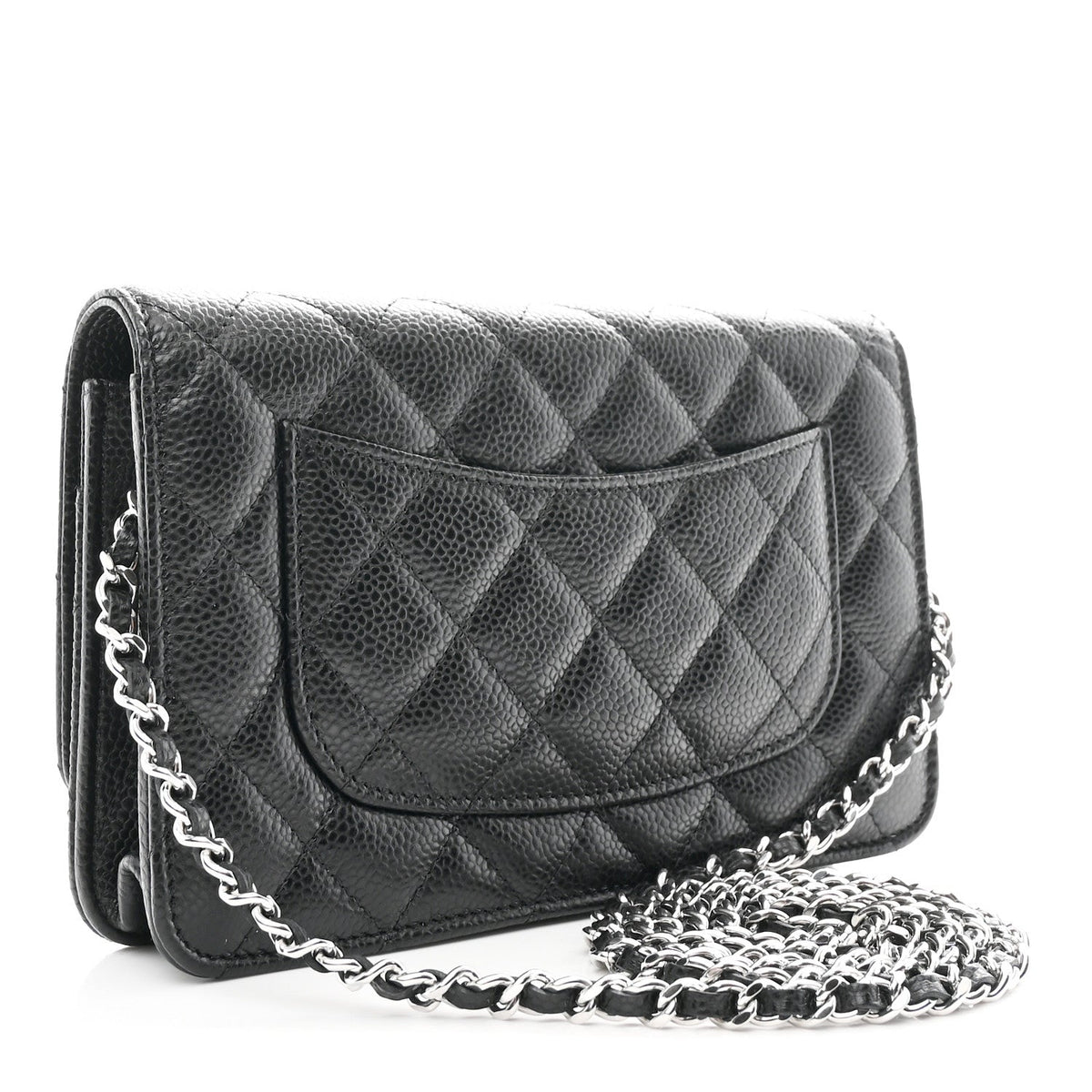 Caviar Quilted Wallet on Chain WOC Black