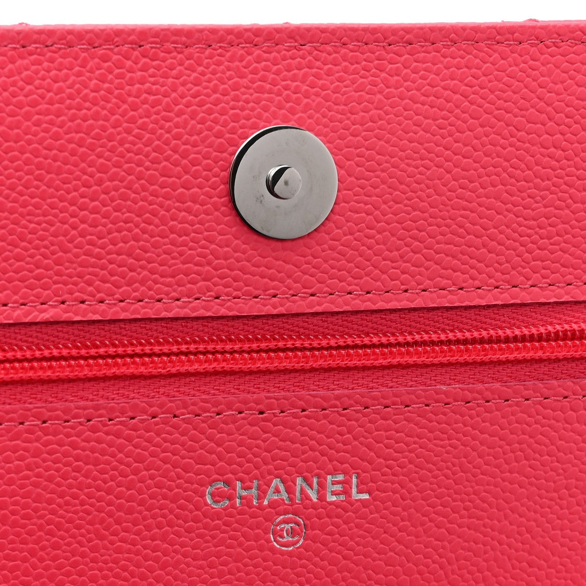 Caviar Quilted Wallet on Chain WOC Dark Pink
