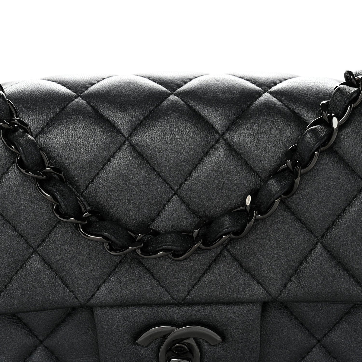 Lambskin Quilted Mini Rectangular Flap So Black