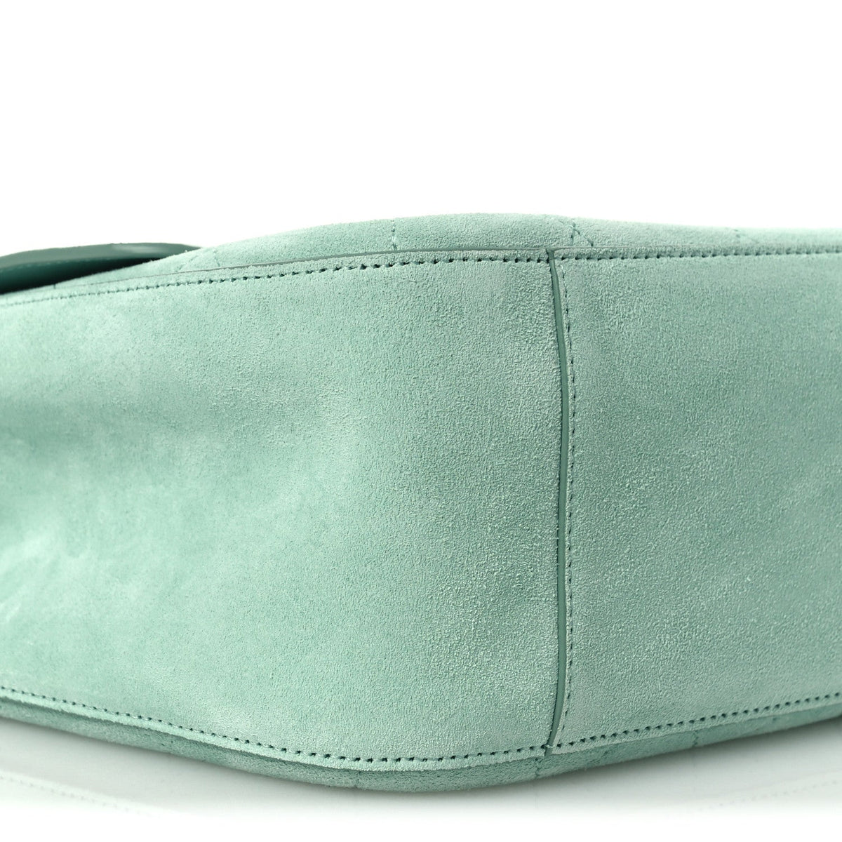 Suede Calfskin Small Souplissimo Maxi Flap Green