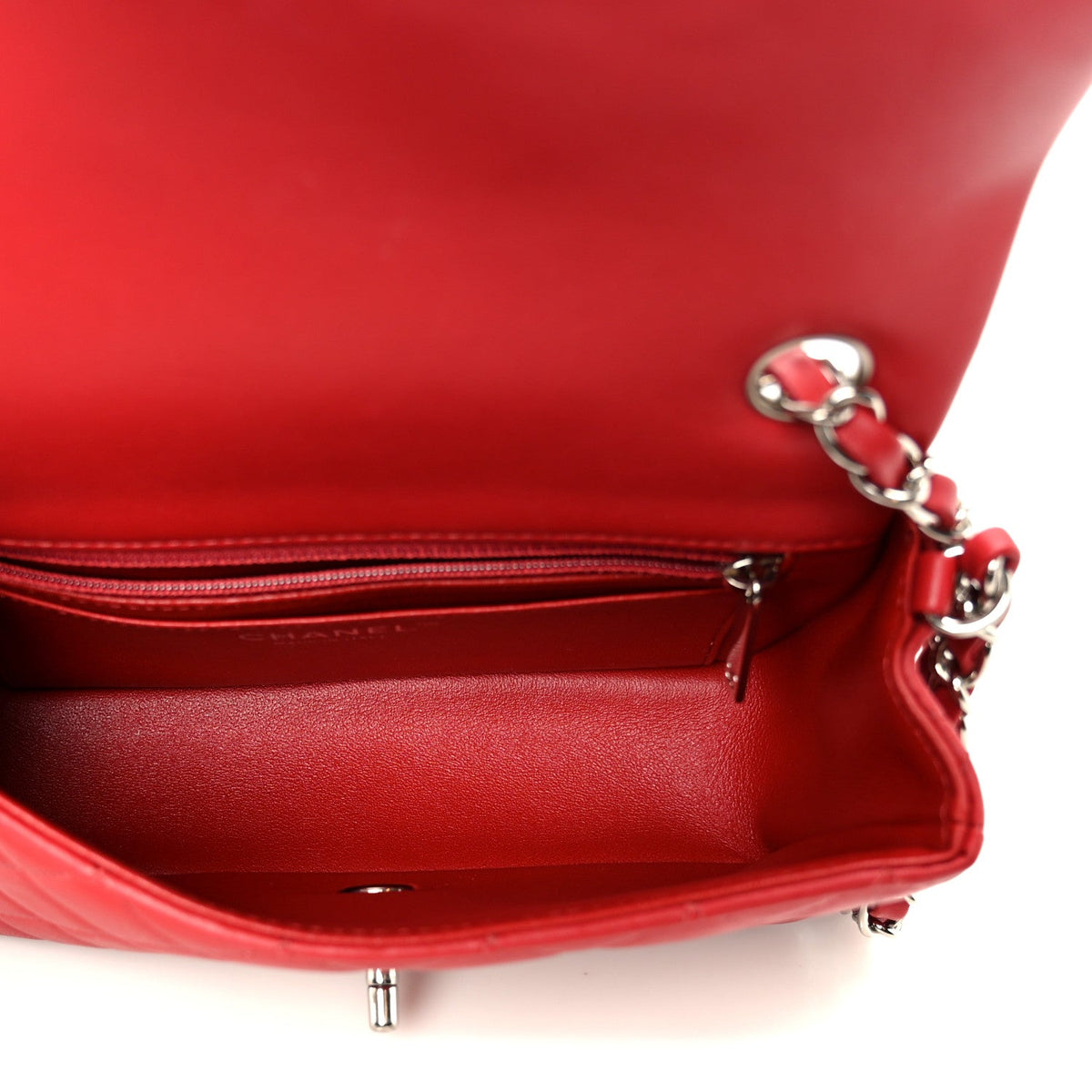 Lambskin Quilted Mini Rectangular Flap Dark Red