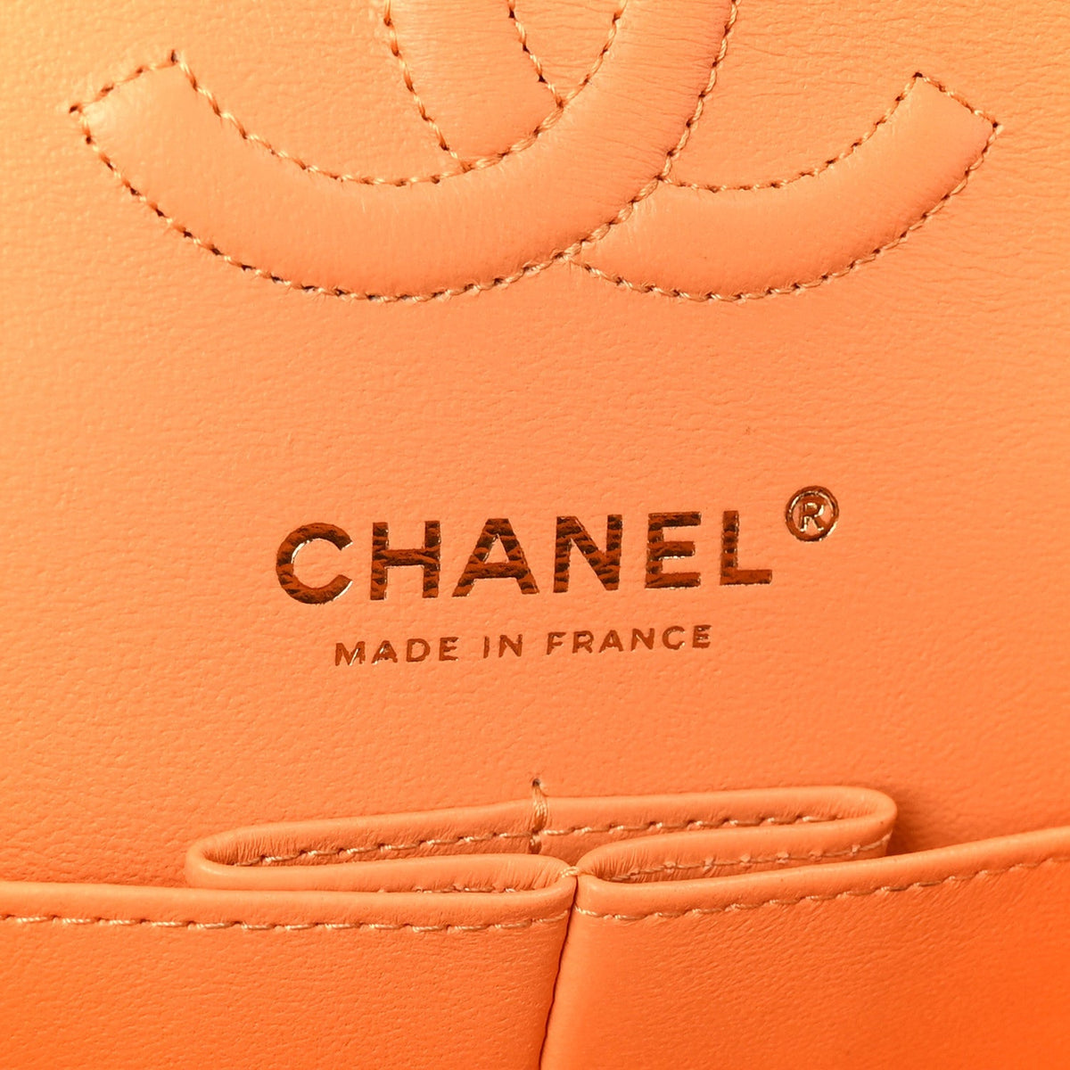 Caviar Quilted Rainbow CC Small Double Flap Orange
