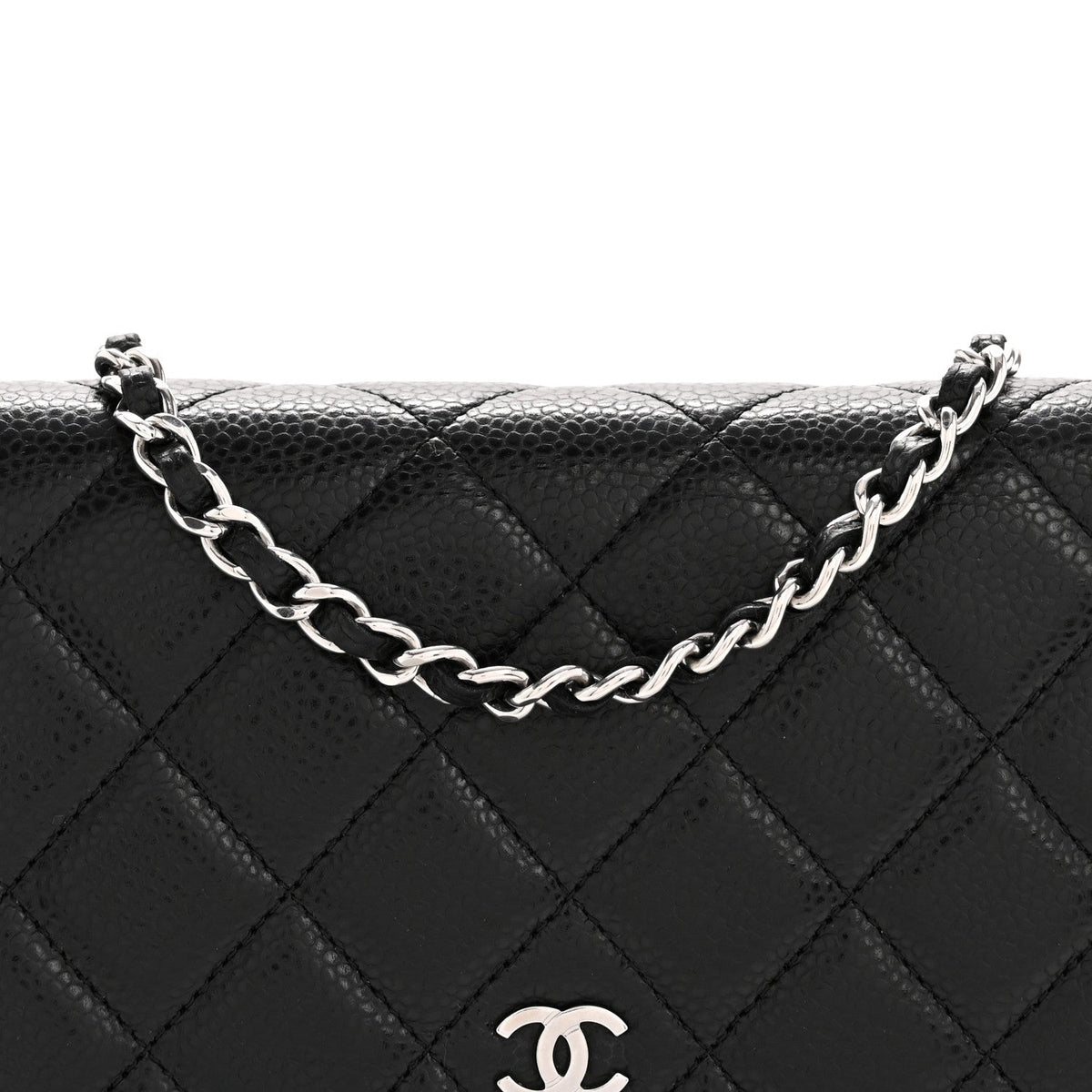 Caviar Quilted Wallet on Chain WOC Black