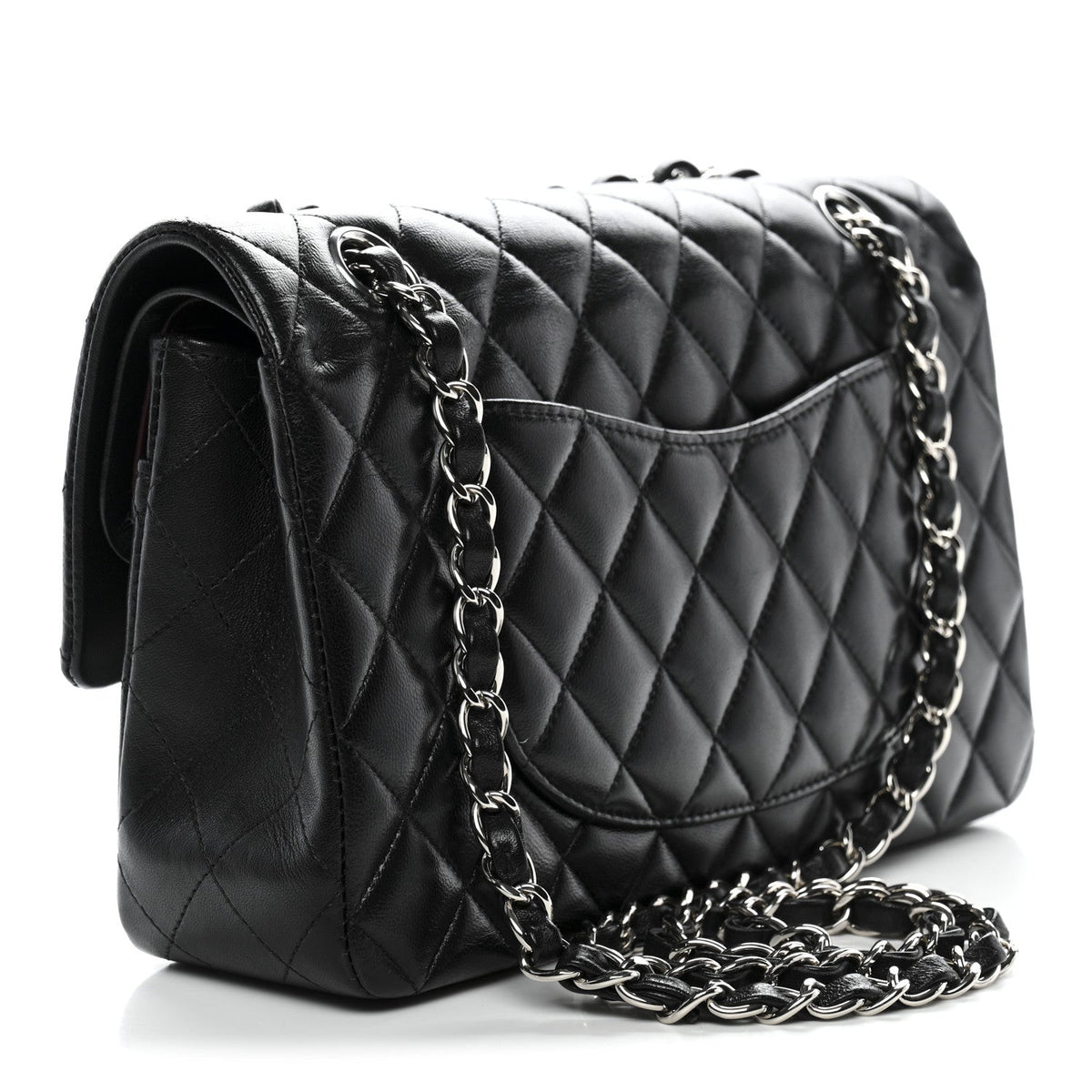 Lambskin Quilted Medium Double Flap Black