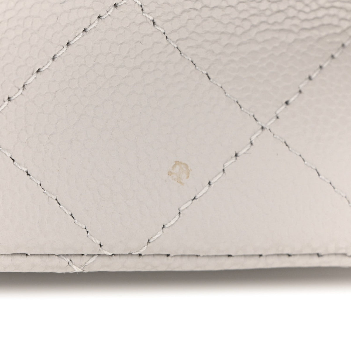 Caviar Quilted Medium Double Flap Light Grey