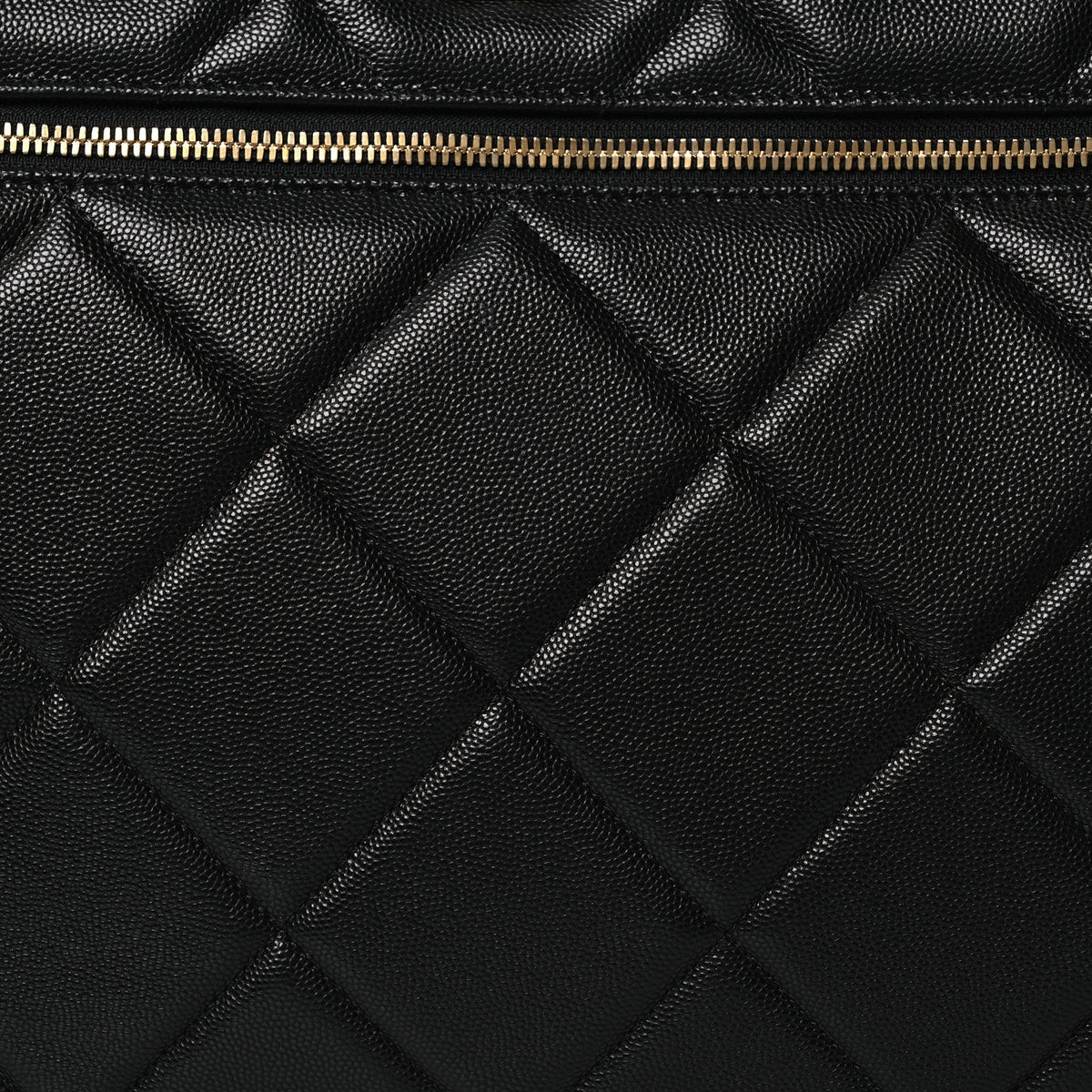 Shiny Grained Calfskin Quilted Large Travel Bowling Bag Black