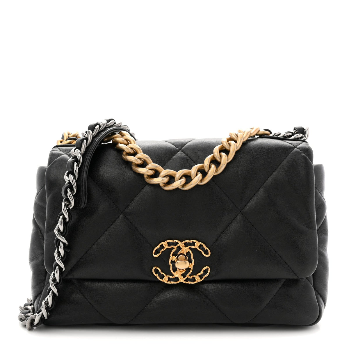 Lambskin Quilted Medium Chanel 19 Flap Black