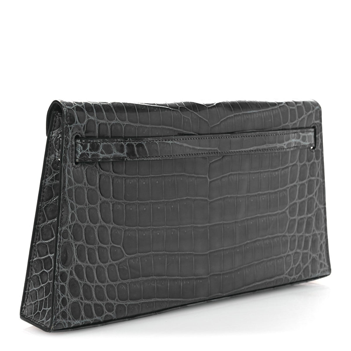 Shiny Niloticus Crocodile Kelly Elan Pochette Bleu Tempete
