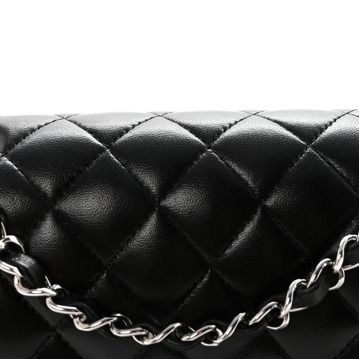 Lambskin Quilted Small Double Flap Black