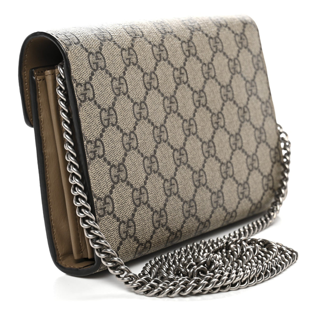 GG Supreme Monogram Mini Dionysus Chain Wallet Beige Taupe
