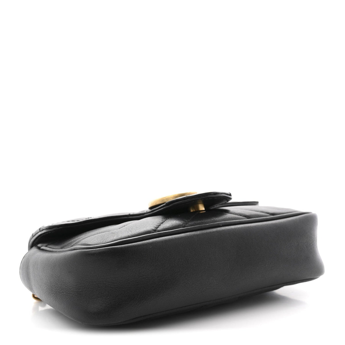 Calfskin Matelasse Super Mini GG Marmont Shoulder Bag Black