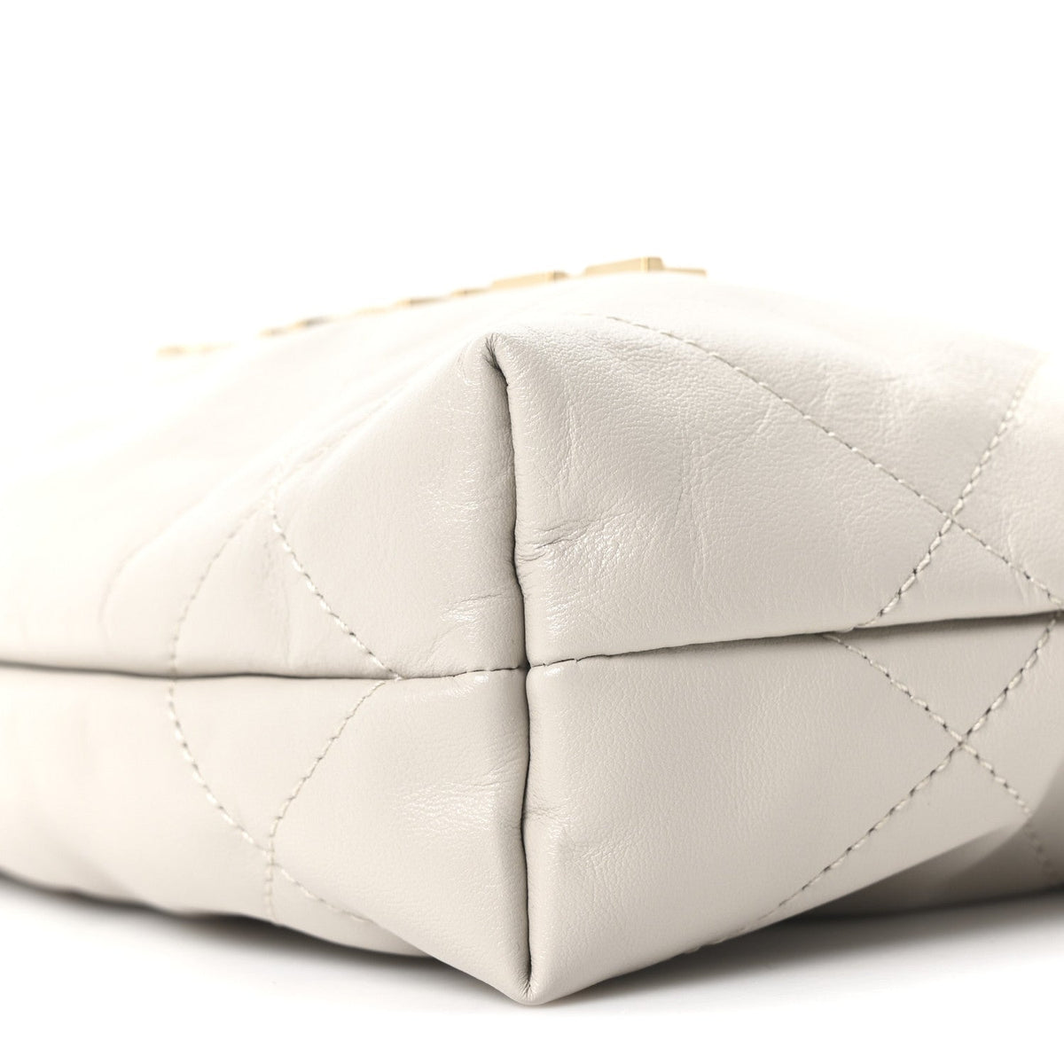 Shiny Calfskin Quilted Mini Chanel 22 Light Grey