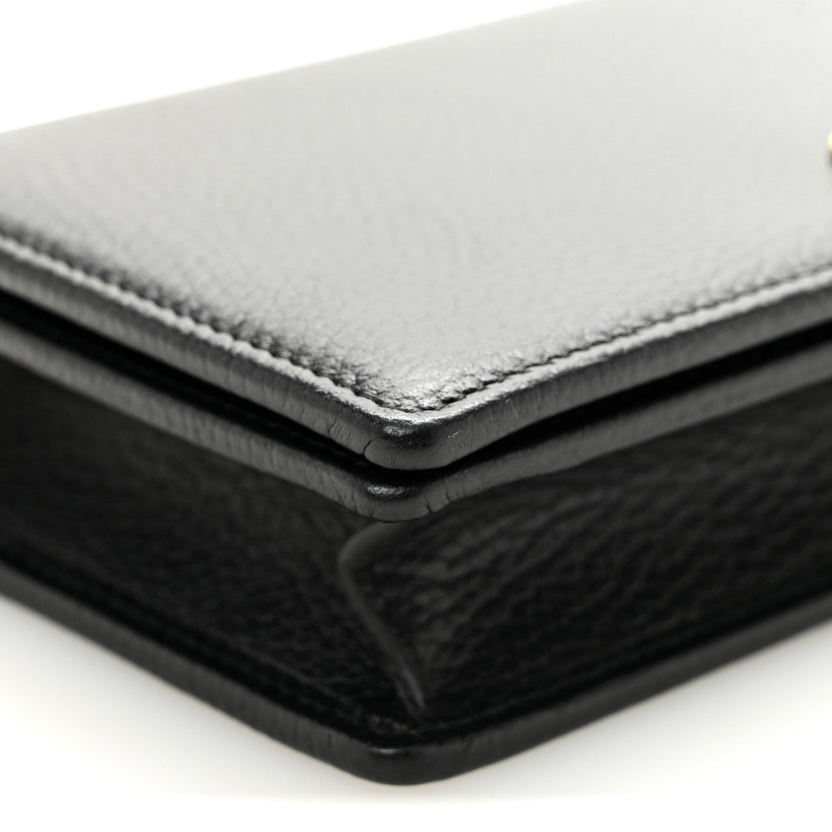 Calfskin Mini GG Marmont Chain Wallet Black