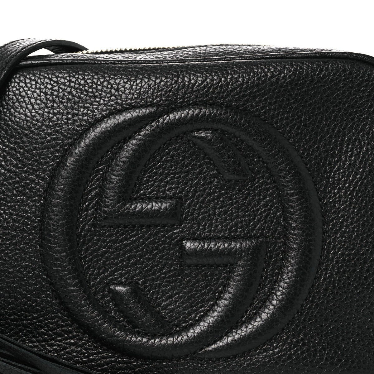 Pebbled Calfskin Small Soho Disco Bag Black