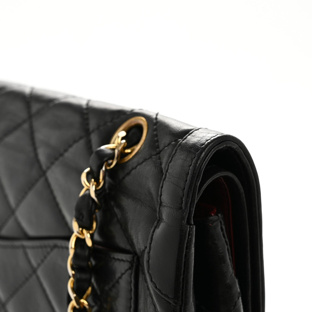 Lambskin Medium Double Flap Black