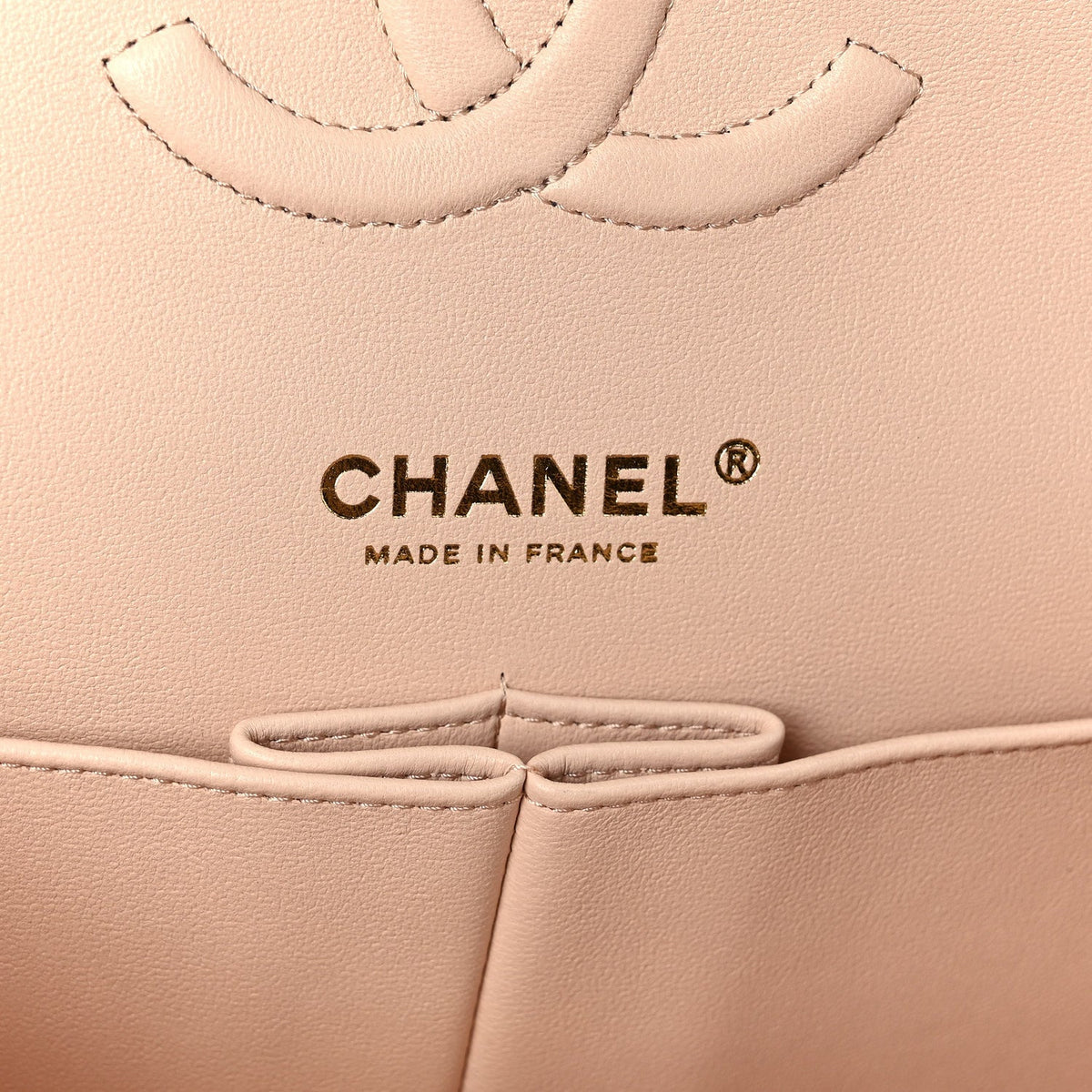 Caviar Quilted Medium Double Flap Light Beige