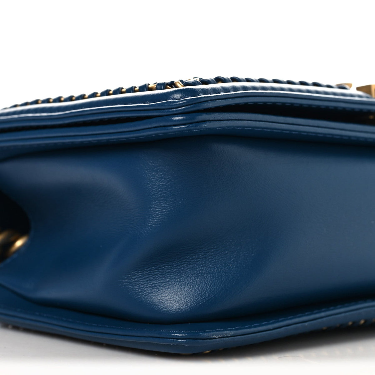 Calfskin Quilted Medium Boy Top Handle Flap Blue