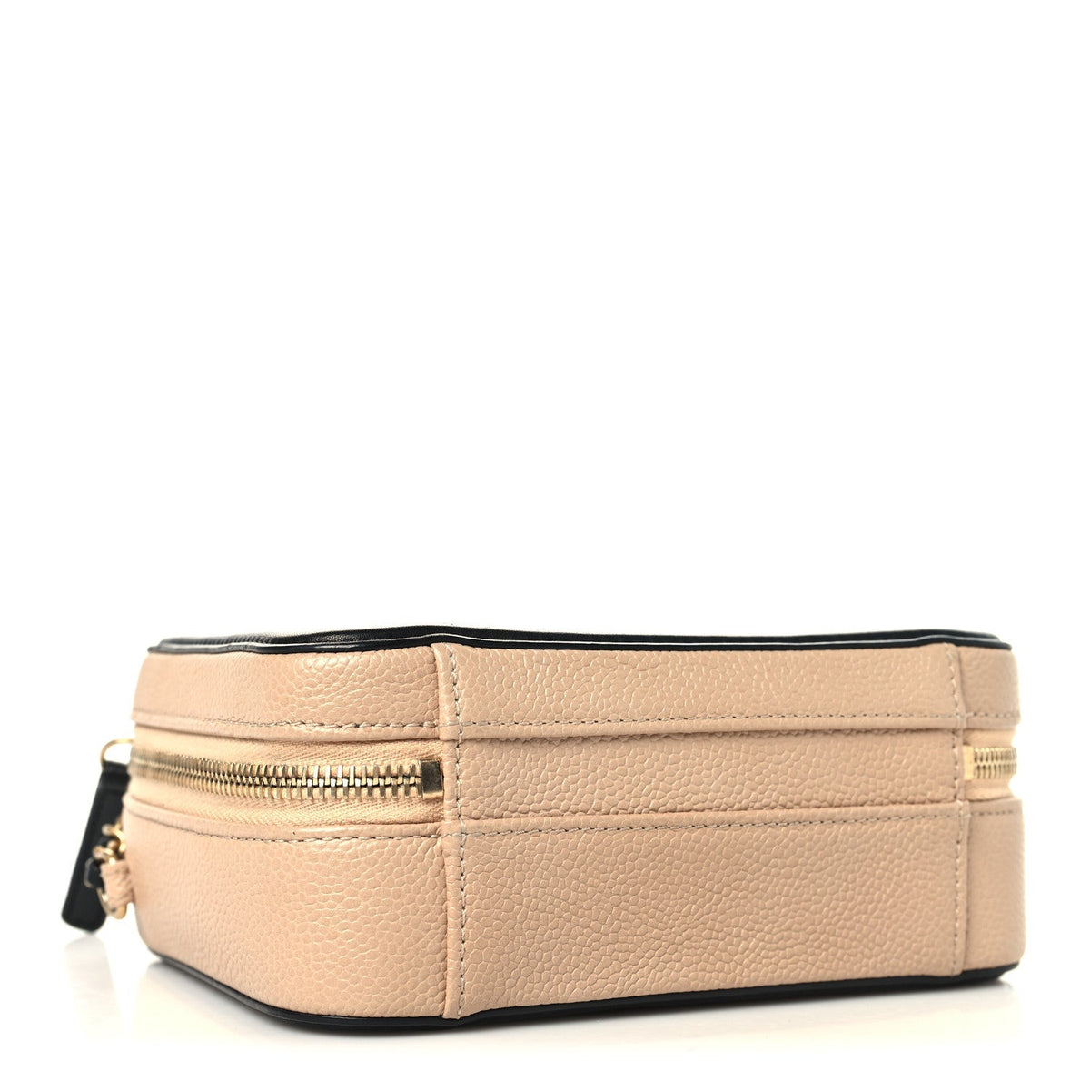 Caviar Quilted Small CC Filigree Vanity Case Beige Black
