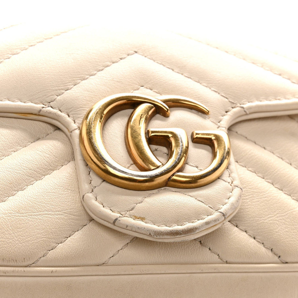 Calfskin Matelasse Super Mini GG Marmont Shoulder Bag White
