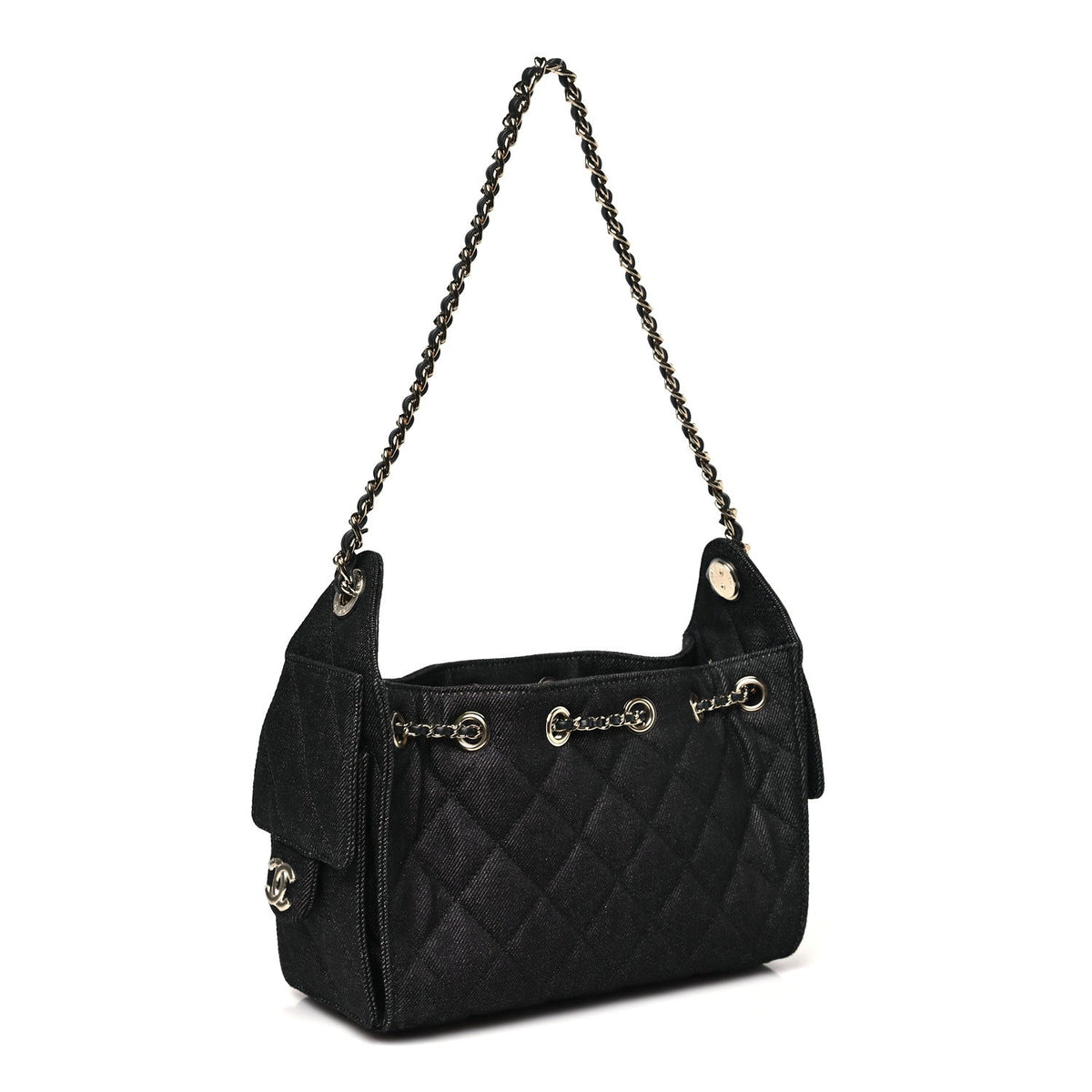 Denim Quilted Mini Chanel 25 Handbag Dark Blue