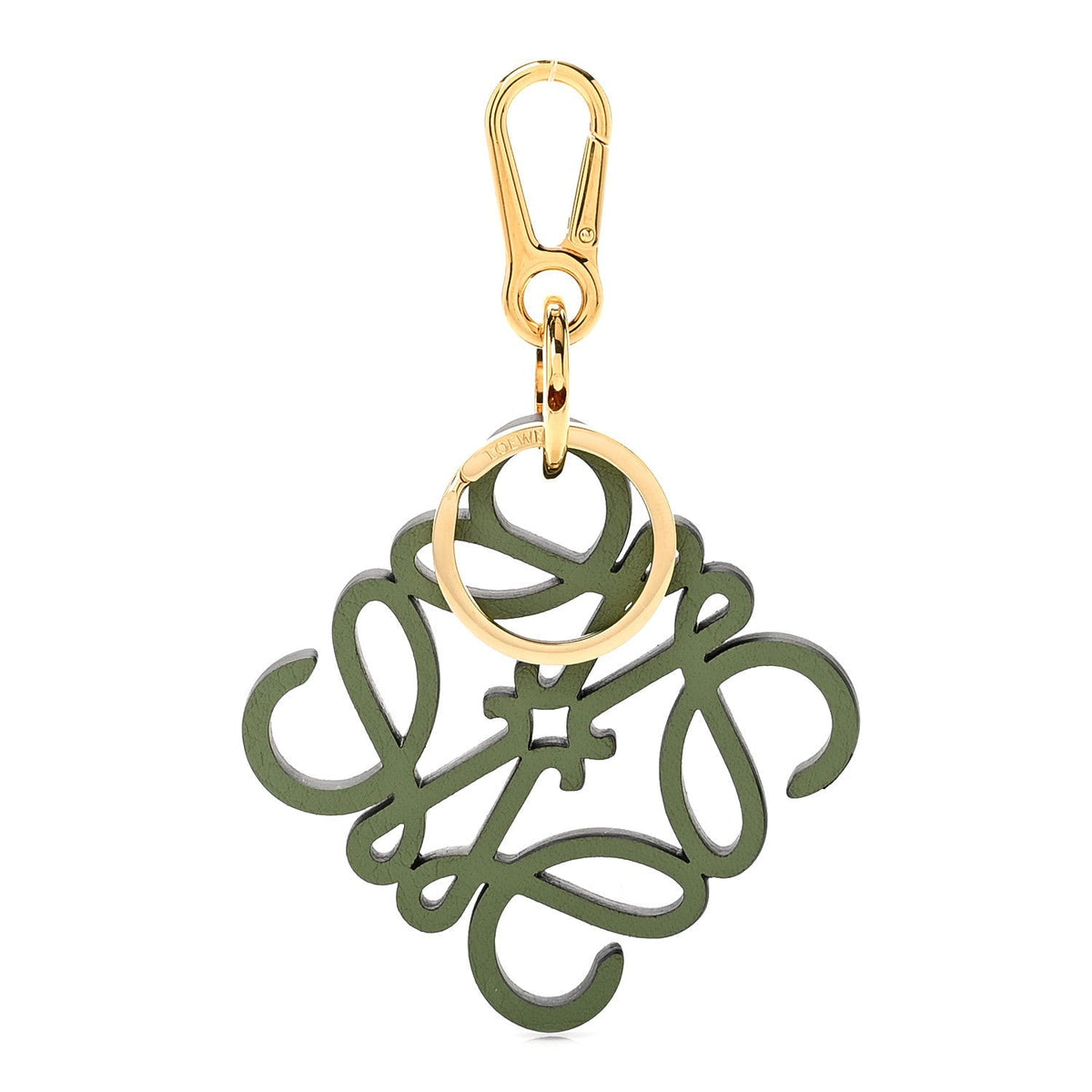 Calfskin Anagram Bag Charm Key Holder Avocado