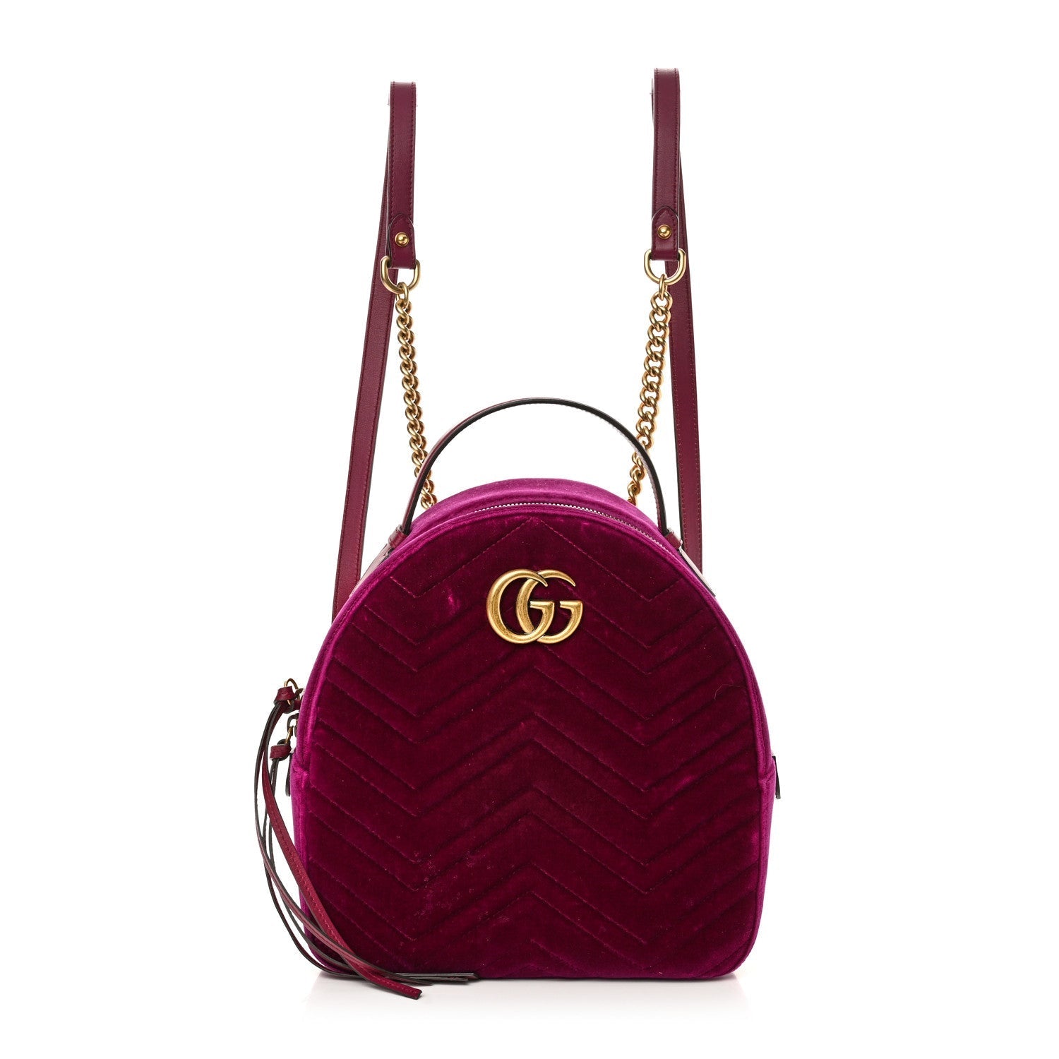 Velvet Matelasse GG Marmont Dome Backpack Fuchsia Violet Cyclamen