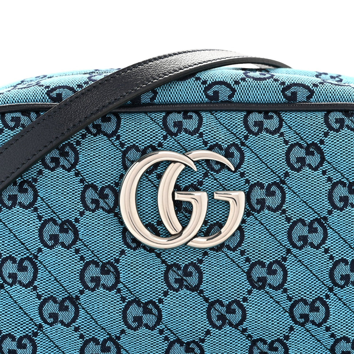 Monogram Multicolor Matelasse Diagonal Small GG Marmont Chain Shoulder Bag Light Blue