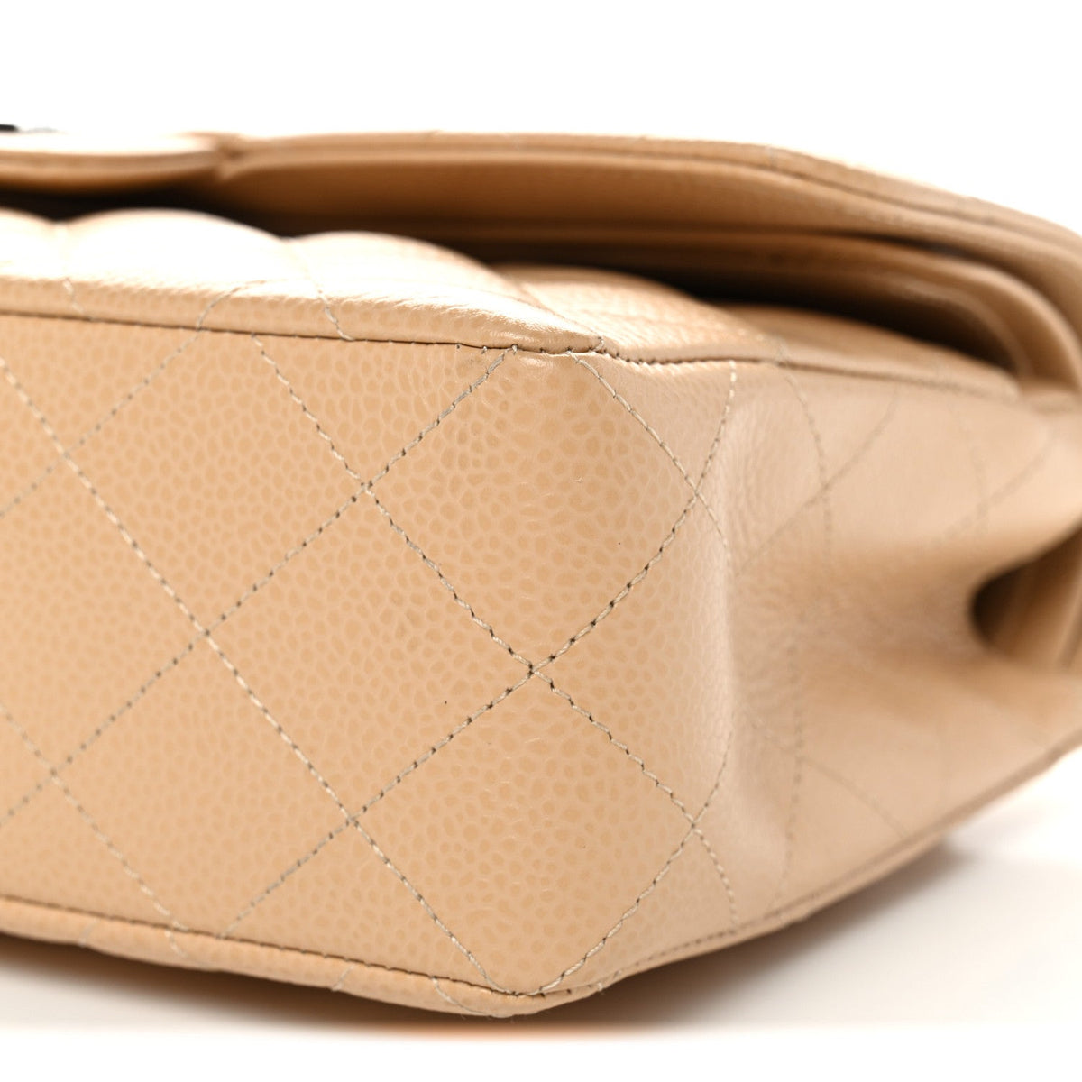 Caviar Quilted Small Double Flap Beige