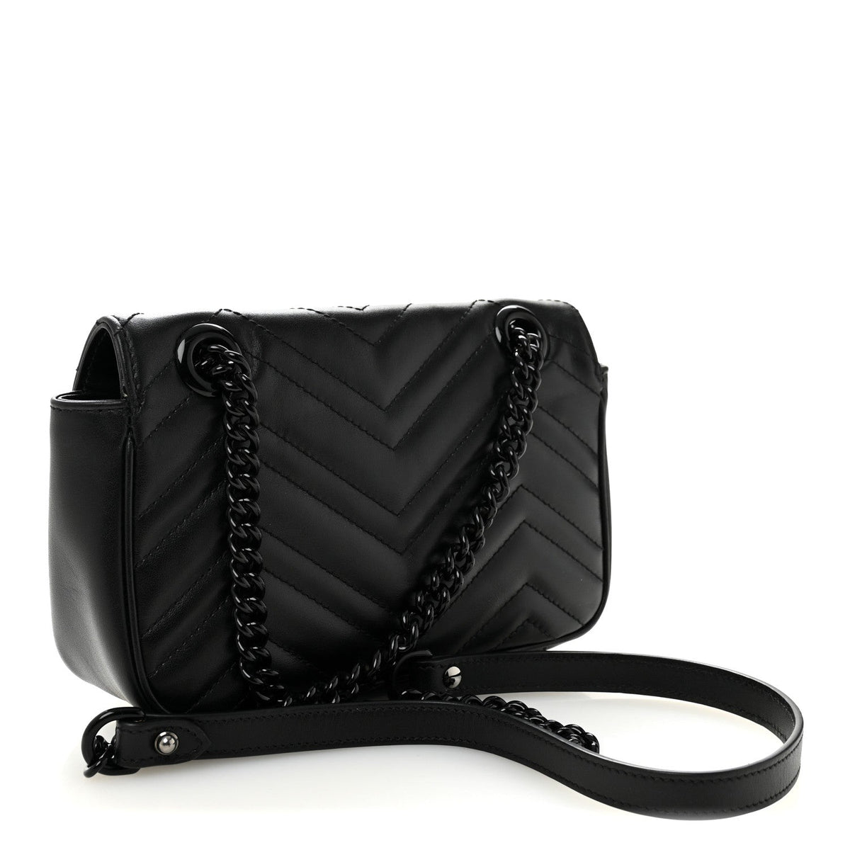 Calfskin Matelasse Monochrome Mini GG Marmont Shoulder Bag Black